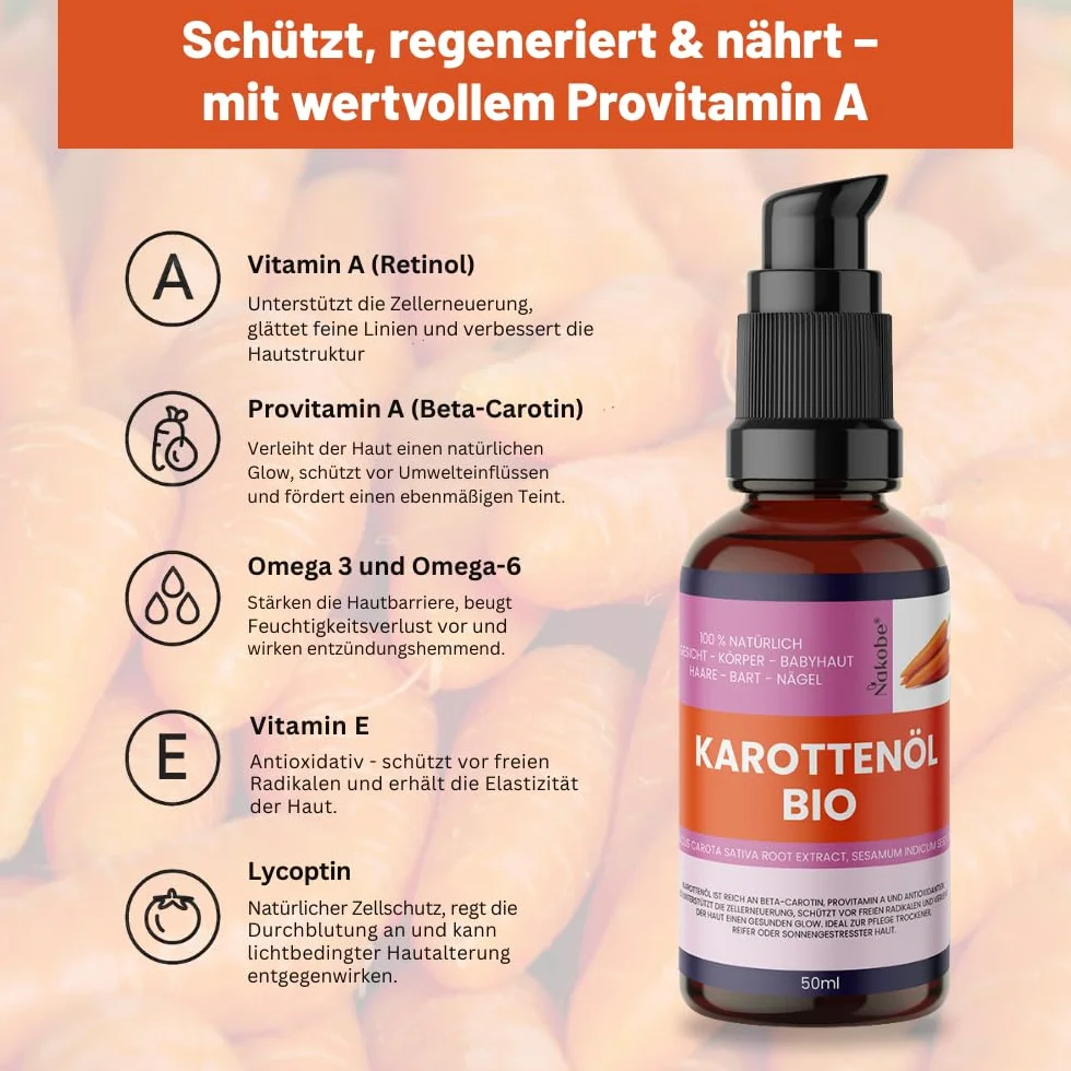 Bio Olej z Rzepki 50 ml – pielęgnacyjny i naturalny blask, 100% naturalny, bogaty w beta-karoten i witaminę A, do twarzy, ciała i masażu