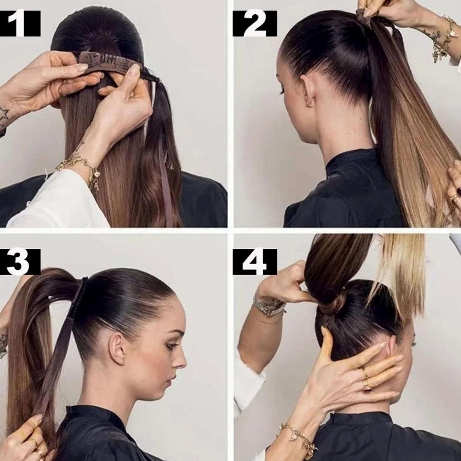 Peruka 22''34'' Long Straight Ponytail Wrap Around Clip In Extensions Black Hairpiece Headwear(Color3,34Inches 85cm)