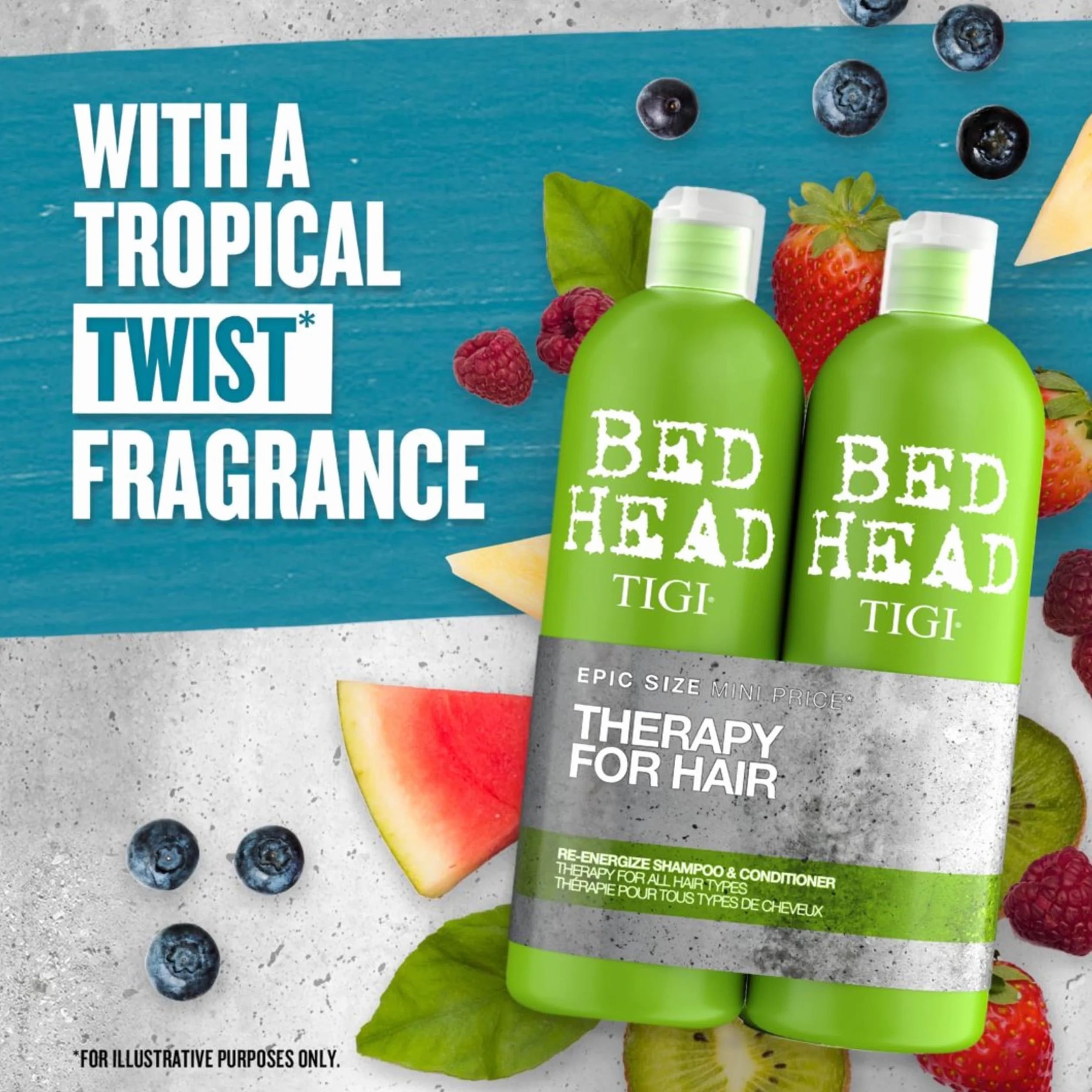 BED HEAD by TIGI Tigi Bed Head Urban Antidotes Re-Energise, Szampon i Odżywka, do Codziennego Stosowania, 2 x 750 ml