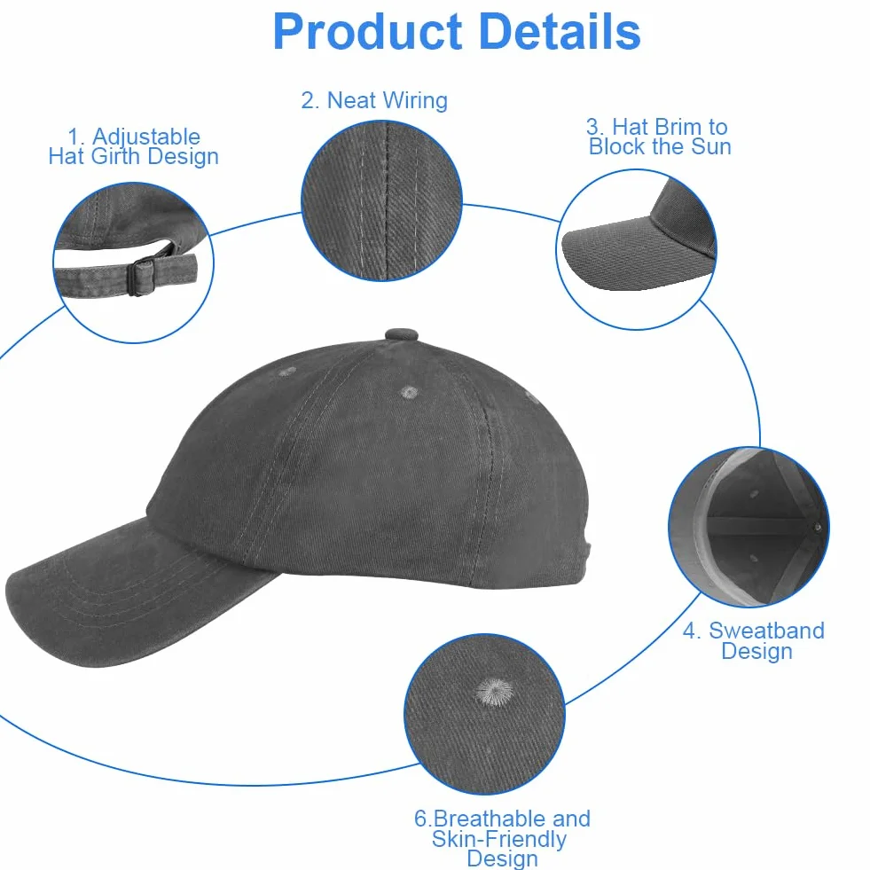 Czapka z daszkiem typu Dad Cap 100% Bawełniany Denim Regulowana