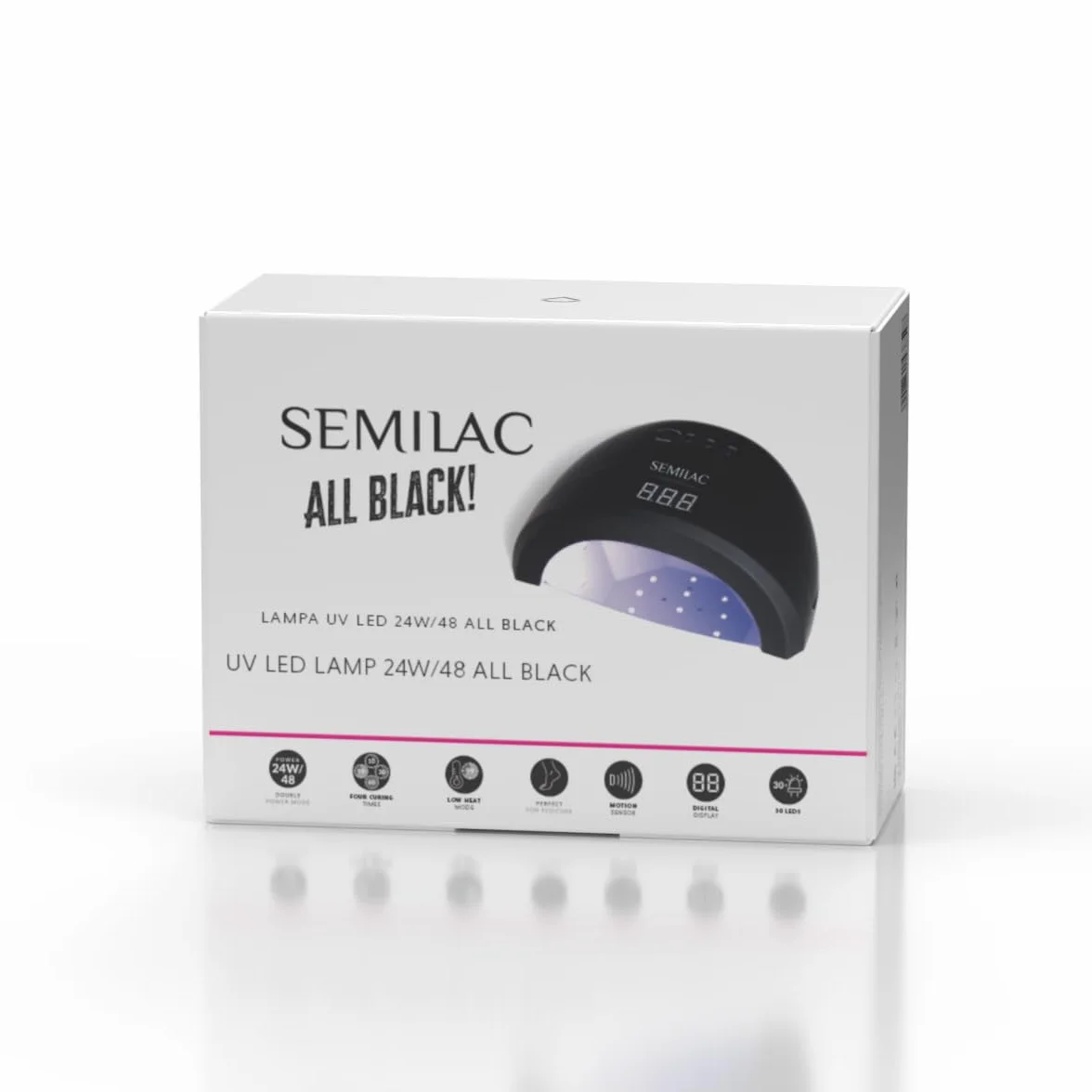 Semilac Lampa Uv Led Do Paznokci Manicure Pedicure Hybrydy All Black 24w/48