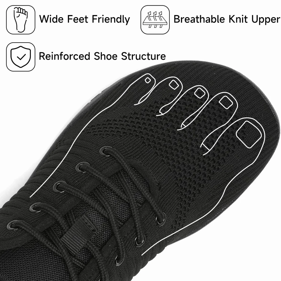 Geweo Buty Barefoot Męskie Damskie – Szerokie Nosek, Zerowy Drop, Oddychające Buty Sportowe i Codzienne, Lekkie Obuwie Minimalistyczne 37-47
