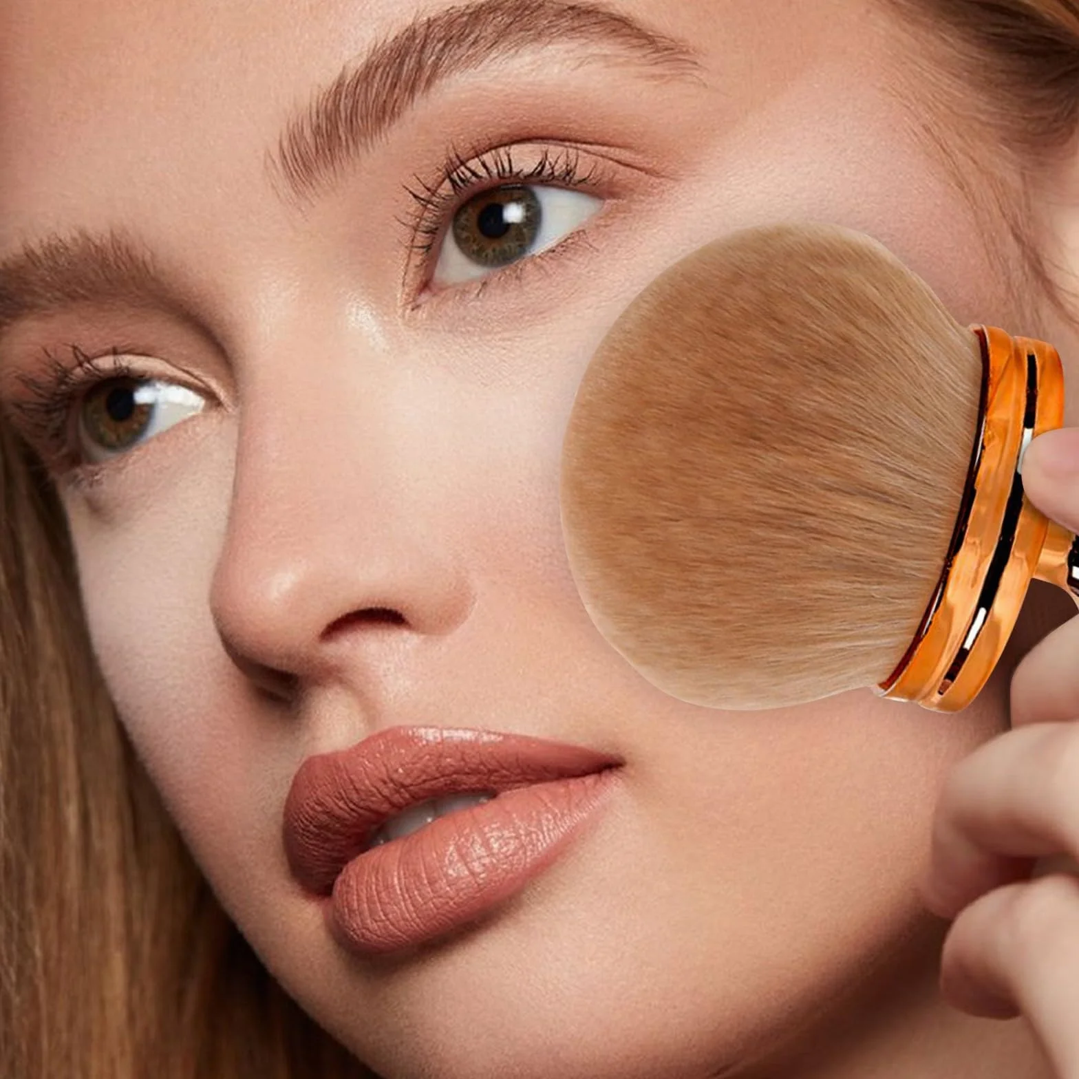 Supreme Kremowy pędzel do makijażu ciała do opalania twarzy, nóg, różu, bronzer, pędzel Kabuki, sztuczny aplikator, pędzel do podkładu, dziewczęcy pędzel do włosów 2025 (04 D, jeden rozmiar)