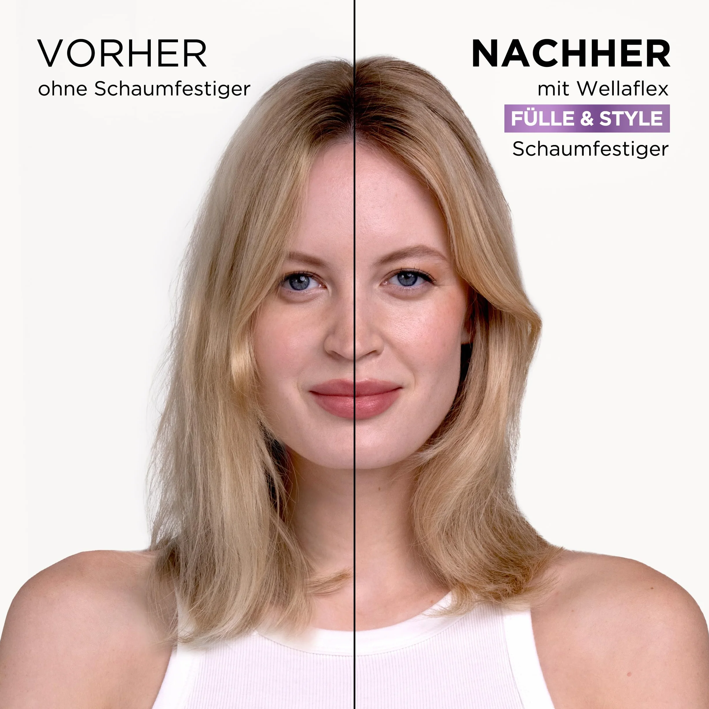 Wellaflex Fül& Style pianka wzmacniająca dla kobiet | do 24 godz. Ultra mocne trzymanie | do pełnych, obszernych włosów | delikatny dla skóry głowy, testowany dermatologicznie | nie zawiera silikonu |