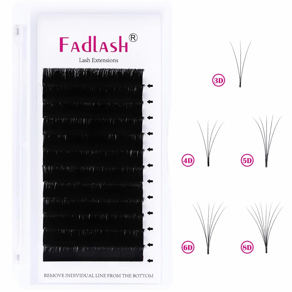 Easy Fan Lashes FADLASH 0.07mm C Curl 12mm Pojedyncza Długość Self Fanning Przedłużenie Rzęs Objętość Rosyjska Russian Easy Fan Eyelash(0.07-C-12mm)