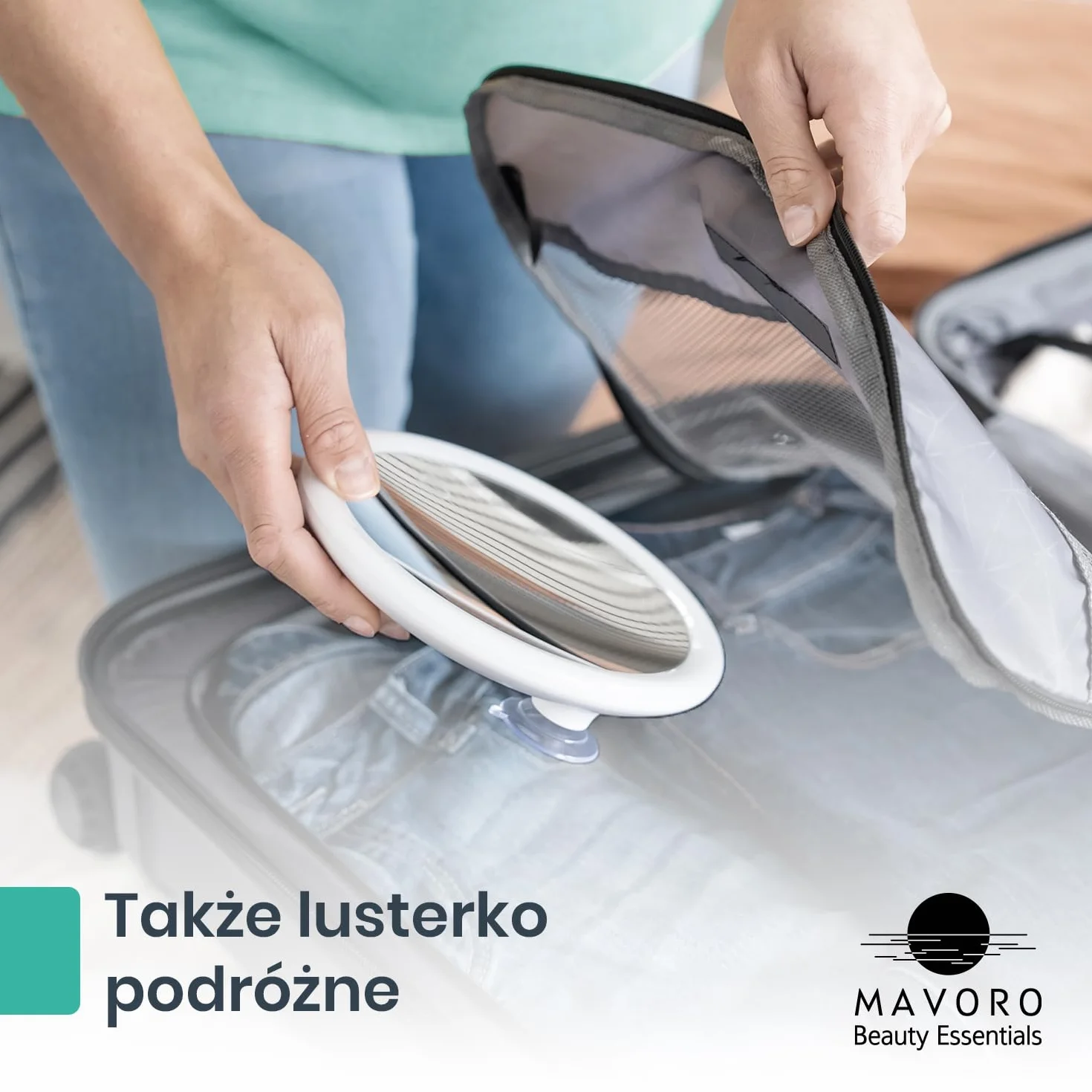 Mavoro Lustro powiększające LED 17.3 cm z 3 mocnymi przyssawkami, 10-krotne powiększenie, przenośne, podświetlane, podróżne lusterko do makijażu i kosmetyczne ze światłem, 10 x akumulator USB-C