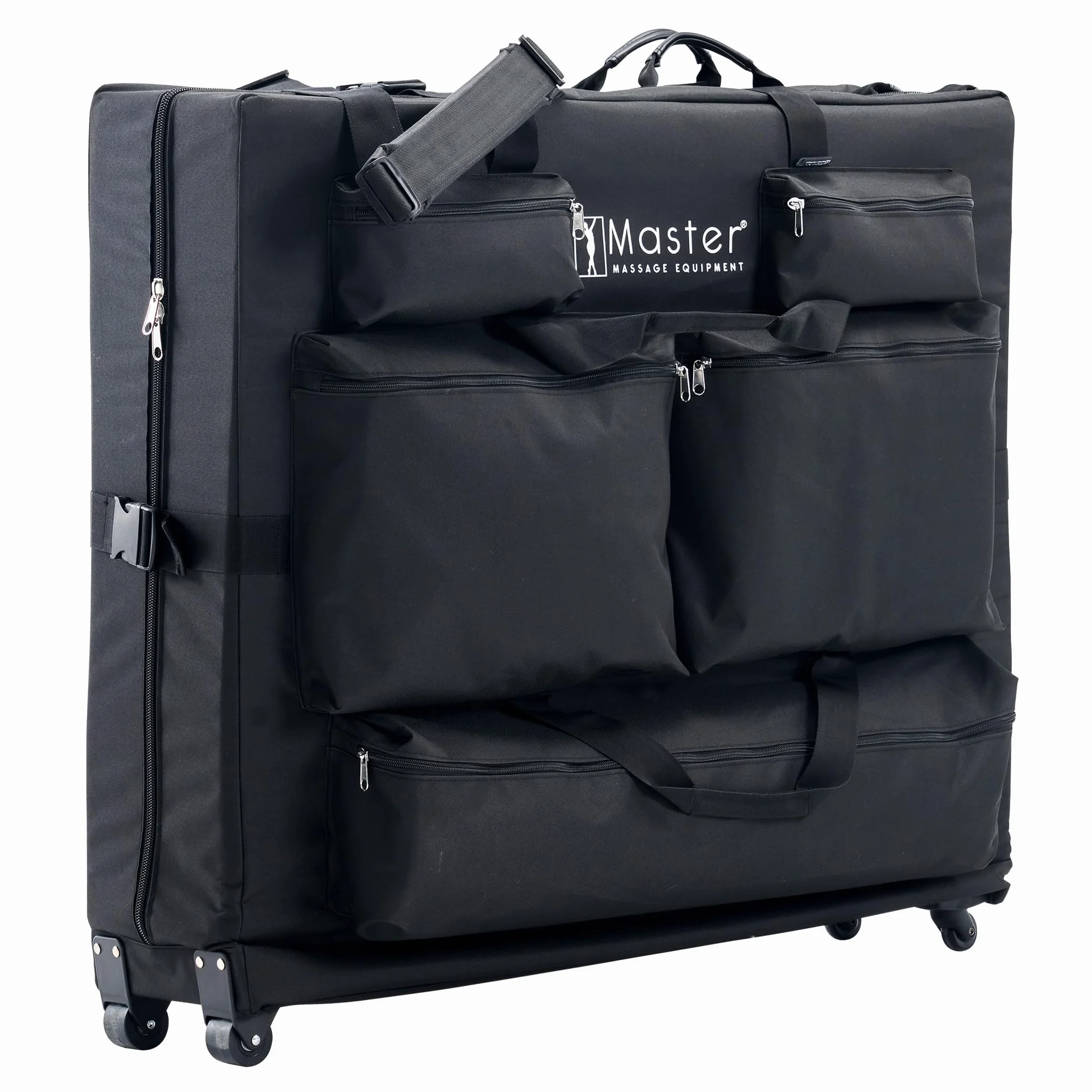 Master Massage Torba transportowa na leżaki do masażu, tkanina nylonowa, jeszcze łatwiejszy transport, czarna (z kółkami)
