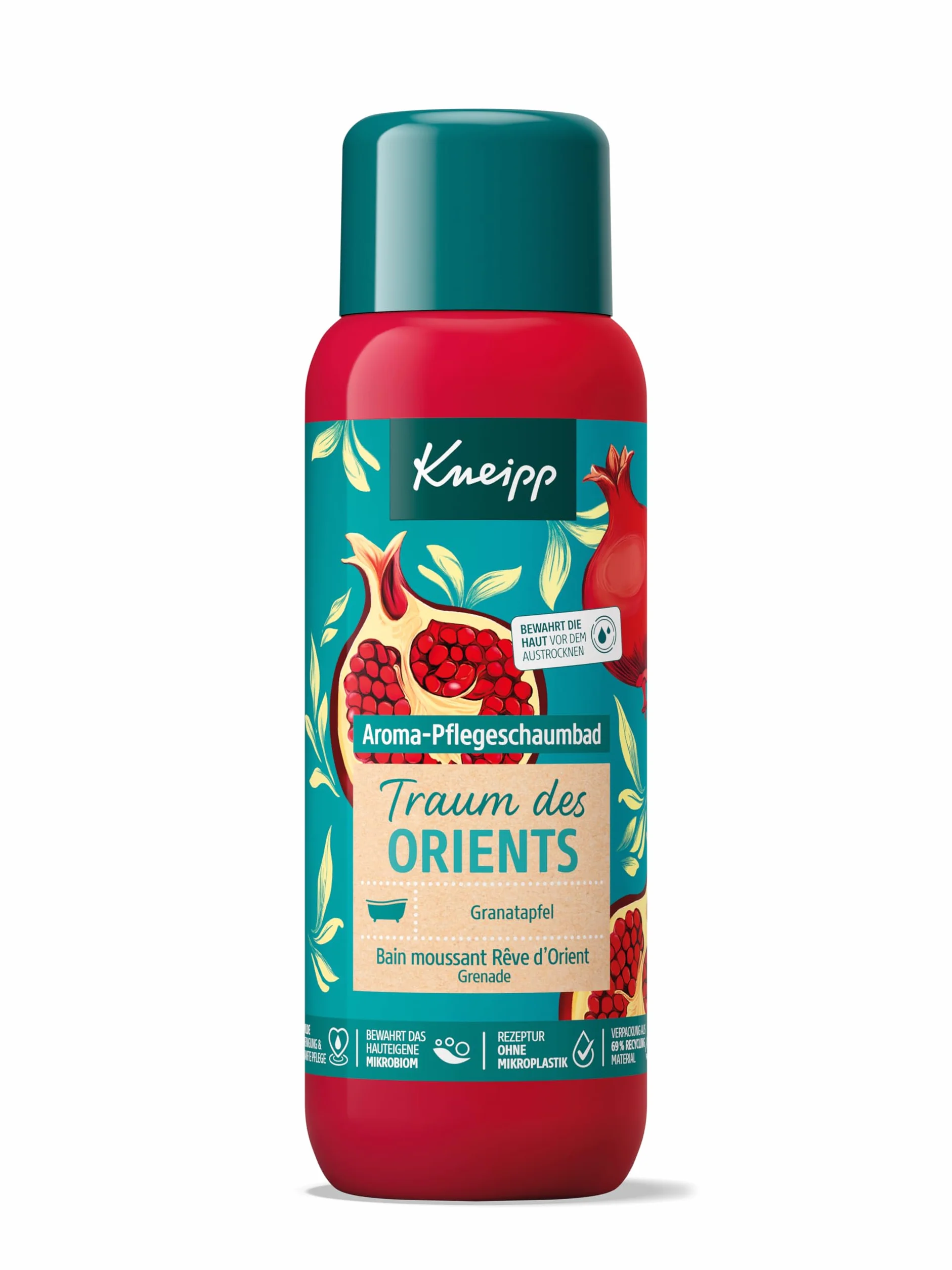 Kneipp Aromatyczna pianka do kąpieli marzenie orientalnego – dodatek do kąpieli z wysokiej jakości ekstraktem z granatu – wegańska – 400 ml