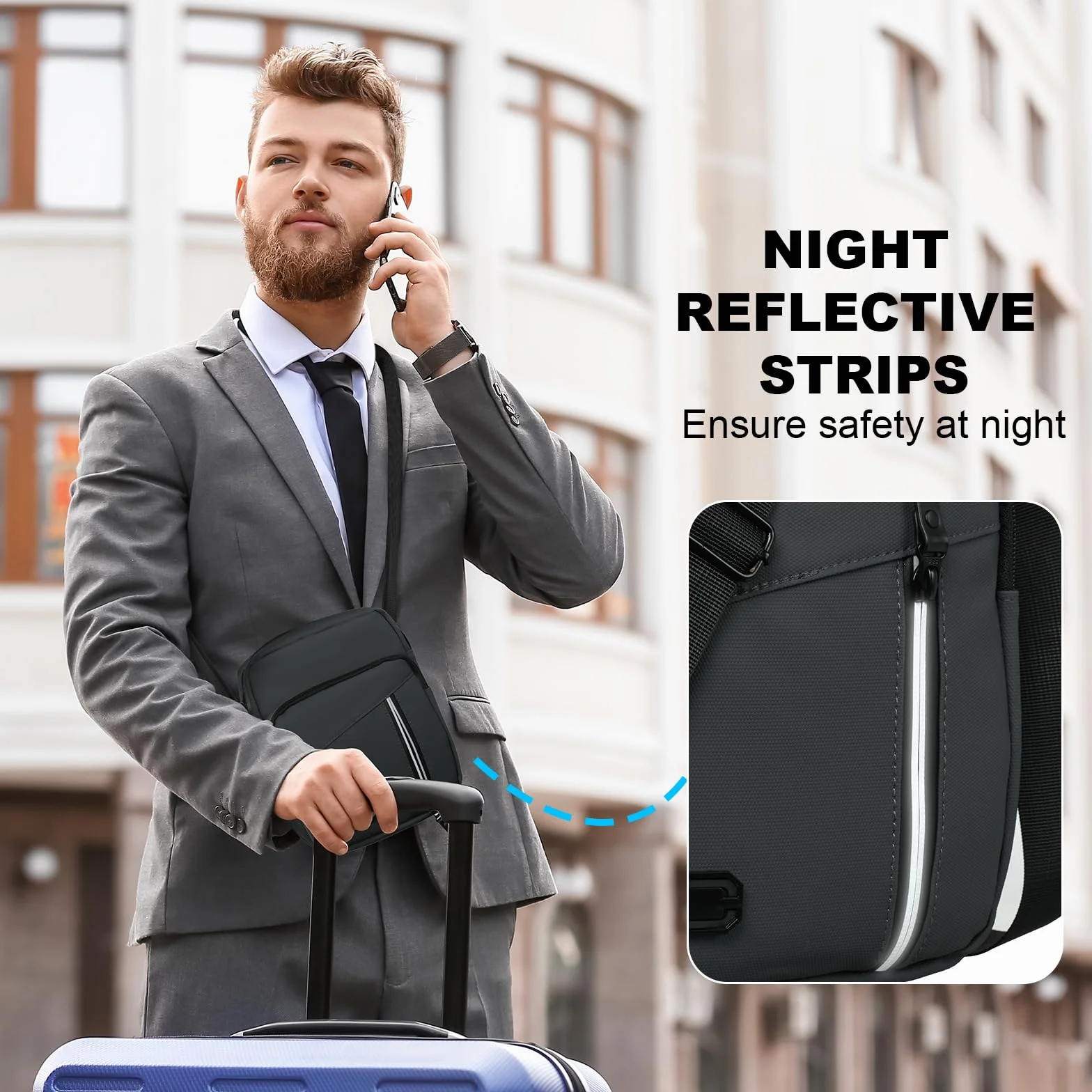 Aucuu Torba na ramię dla mężczyzn, wodoszczelna torba męska do zawieszenia, torba listonoszka z wieloma kieszeniami, torba na telefon komórkowy, torba crossbody na co dzień, do pracy i podróży