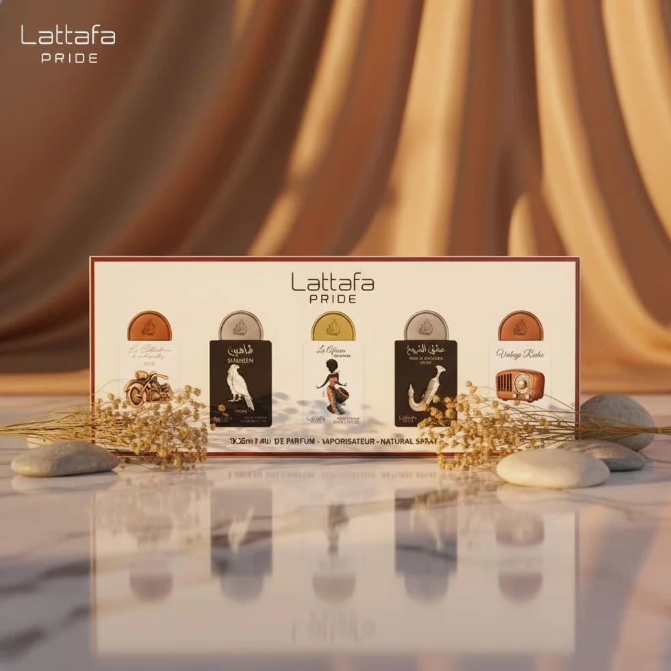 Lattafa Zestaw upominkowy Pride Perfumy z kolekcji nr 5 (5 x 20 ml) | Luksusowy zestaw upominkowy dla mężczyzn i kobiet | arabskie długotrwałe zapachy | Mini spray podróżny