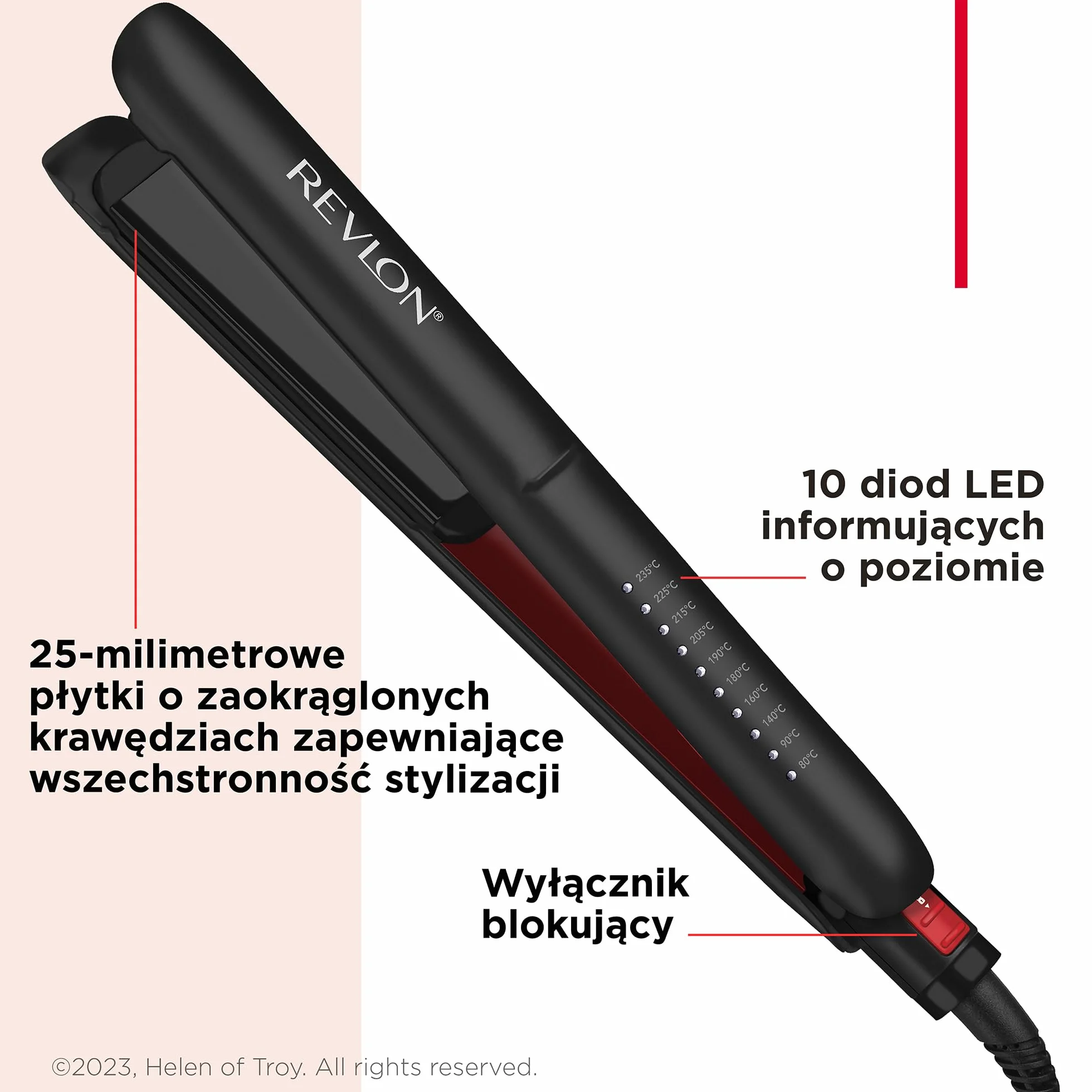 Revlon Smoothstay Hair Straightener 25mm Triple-Coated Ceramic Plates Floating Plates Customizable Temperature 235°C Travel Pouch