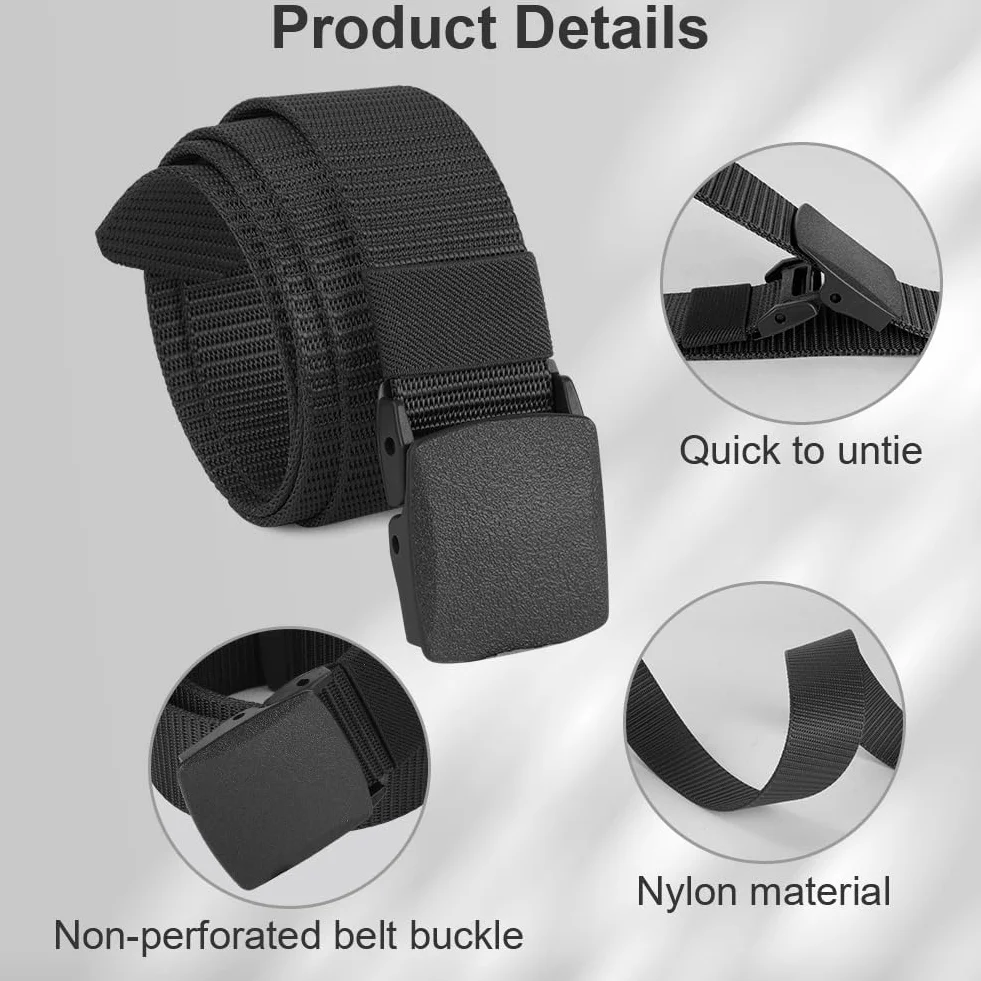 flintronic Nylonowy pasek płócienny, pasek płócienny, regulowany pasek z tkaniny nylonowej z szybkim zapięciem, ochrona na lotnisku, 125 cm