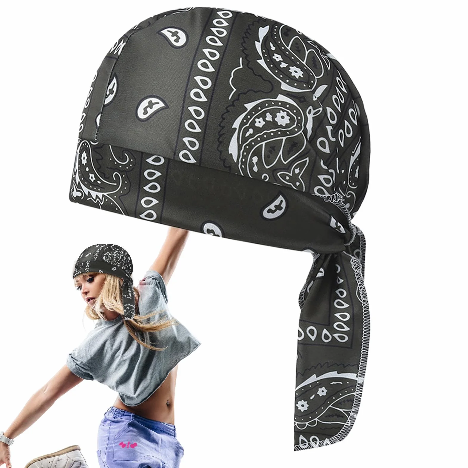 Czapka piracka dla kobiet, oddychaj?ca czapka kapitana pirata, 50-60 cm, odporna promieniowanie UV, elastyczna czapka z tkaniny, stylowa w?drówki, jazda rowerze, owijanie w?osów akcesoria do