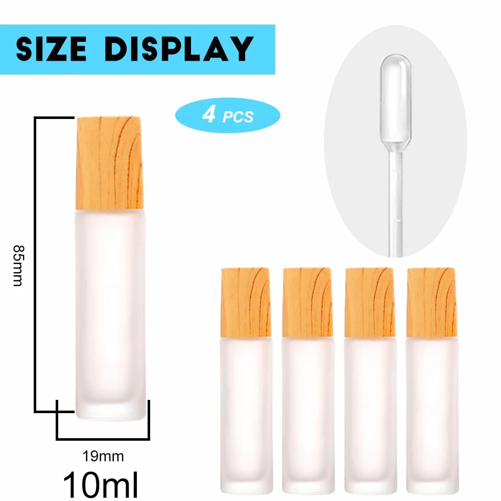 Roll On Szklana butelka na olejki eteryczne, szklane butelki do napełniania olejków eterycznych, perfum, aromaterapii, 10 ml