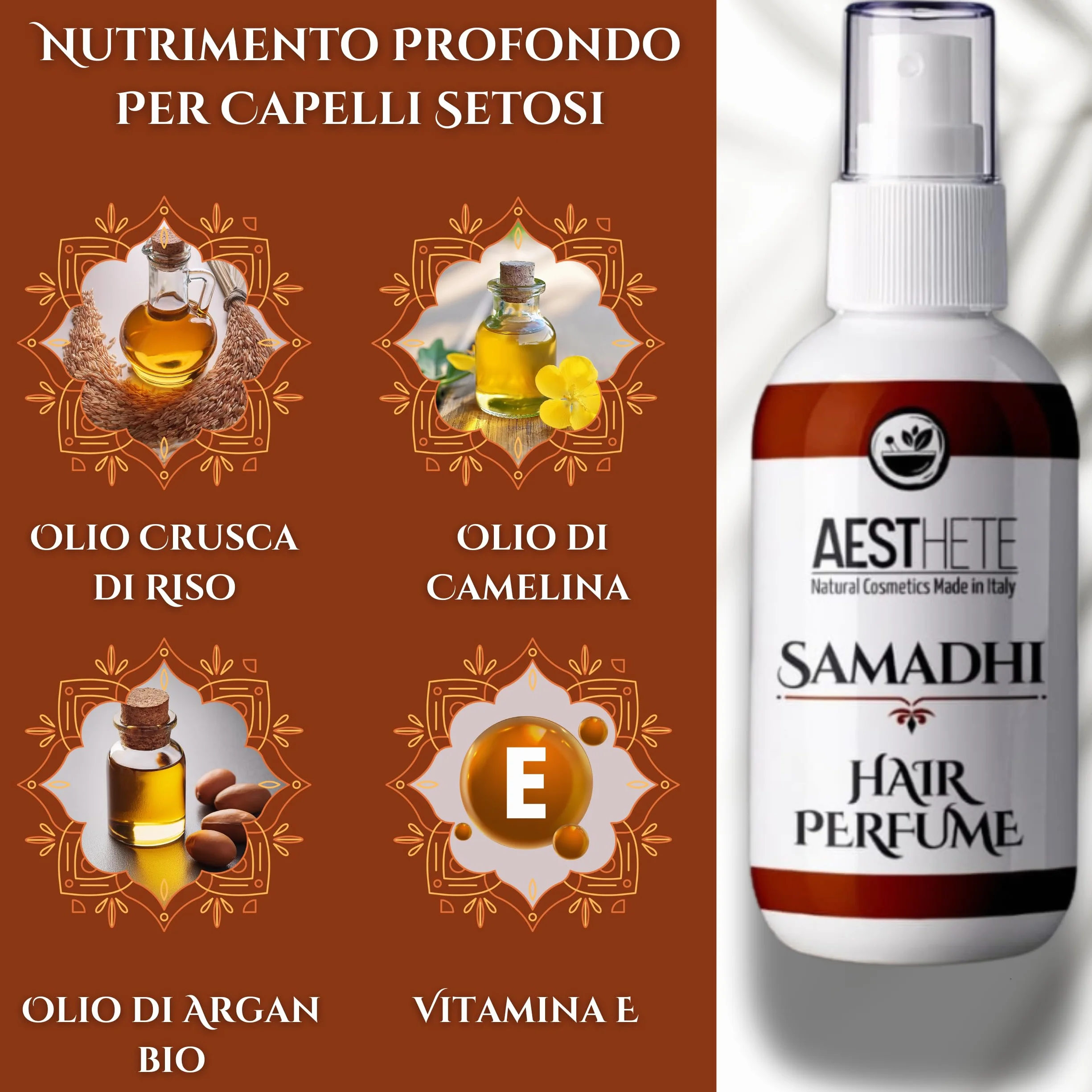 Perfumy do włosów dla kobiet 50 ml – długotrwały zapach jaśminowy, waniliowy i cydrowy – bez alkoholu, naturalny, wyprodukowany we Włoszech. AESTHETE