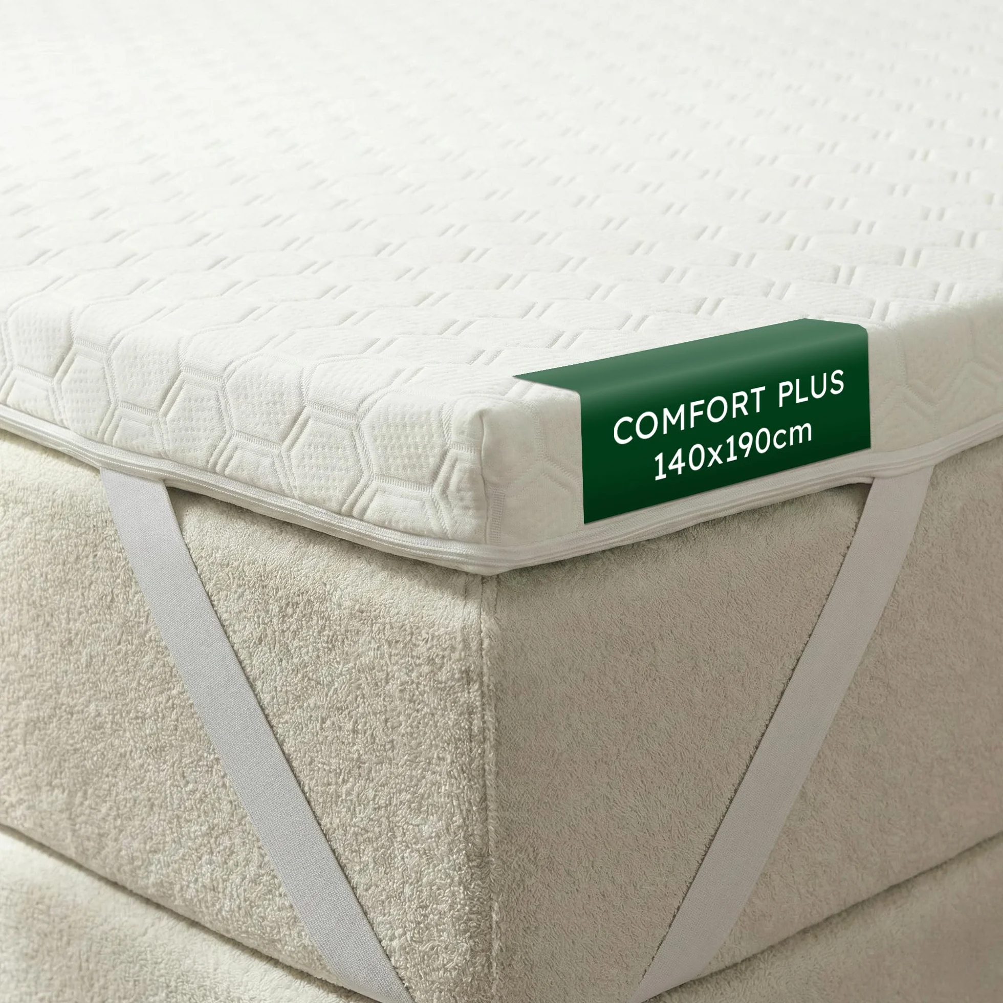 WENDRE Topper 140x190 – 7 cm Pianka Wysokoelastyczna – H3 Twardy – Comfort Plus – Z Gumkami Narożnymi – Oddychający – Zdejmowany Pokrowiec – OEKO-TEX – Wyprodukowany w UE