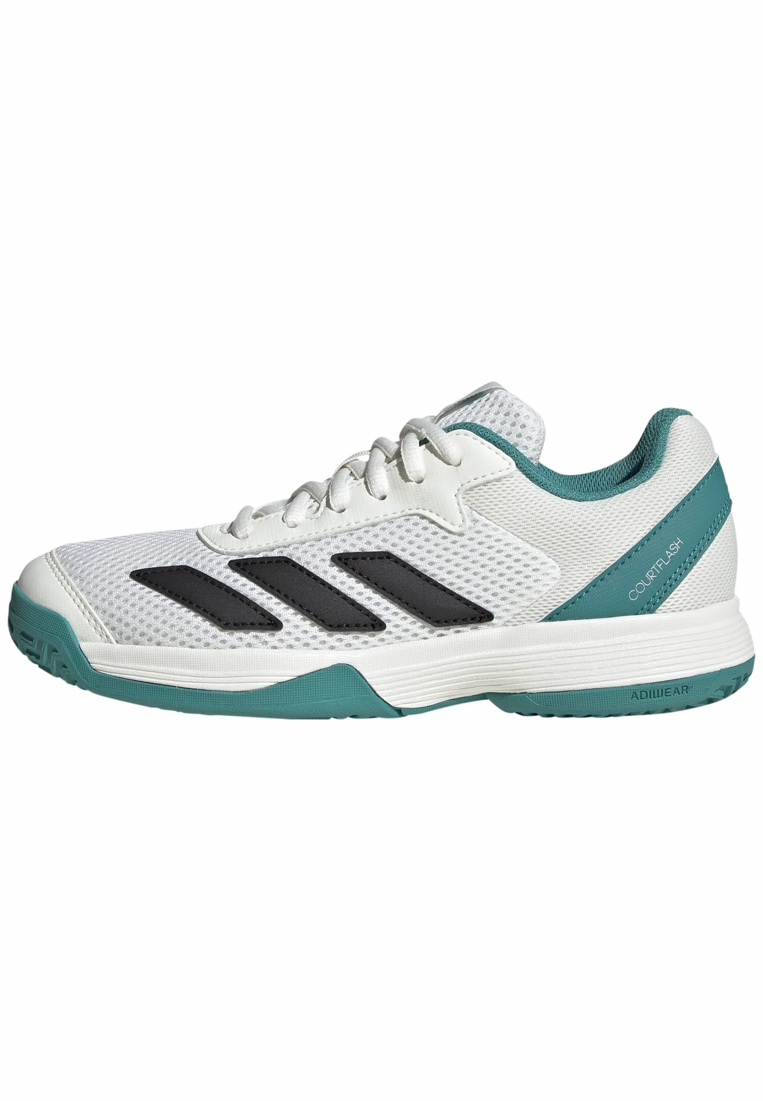 adidas Uniseks - dzieci Courtflash Kids Tennis Shoes, Cloud White/Pure Teal/Off White, 38 2/3 EU
