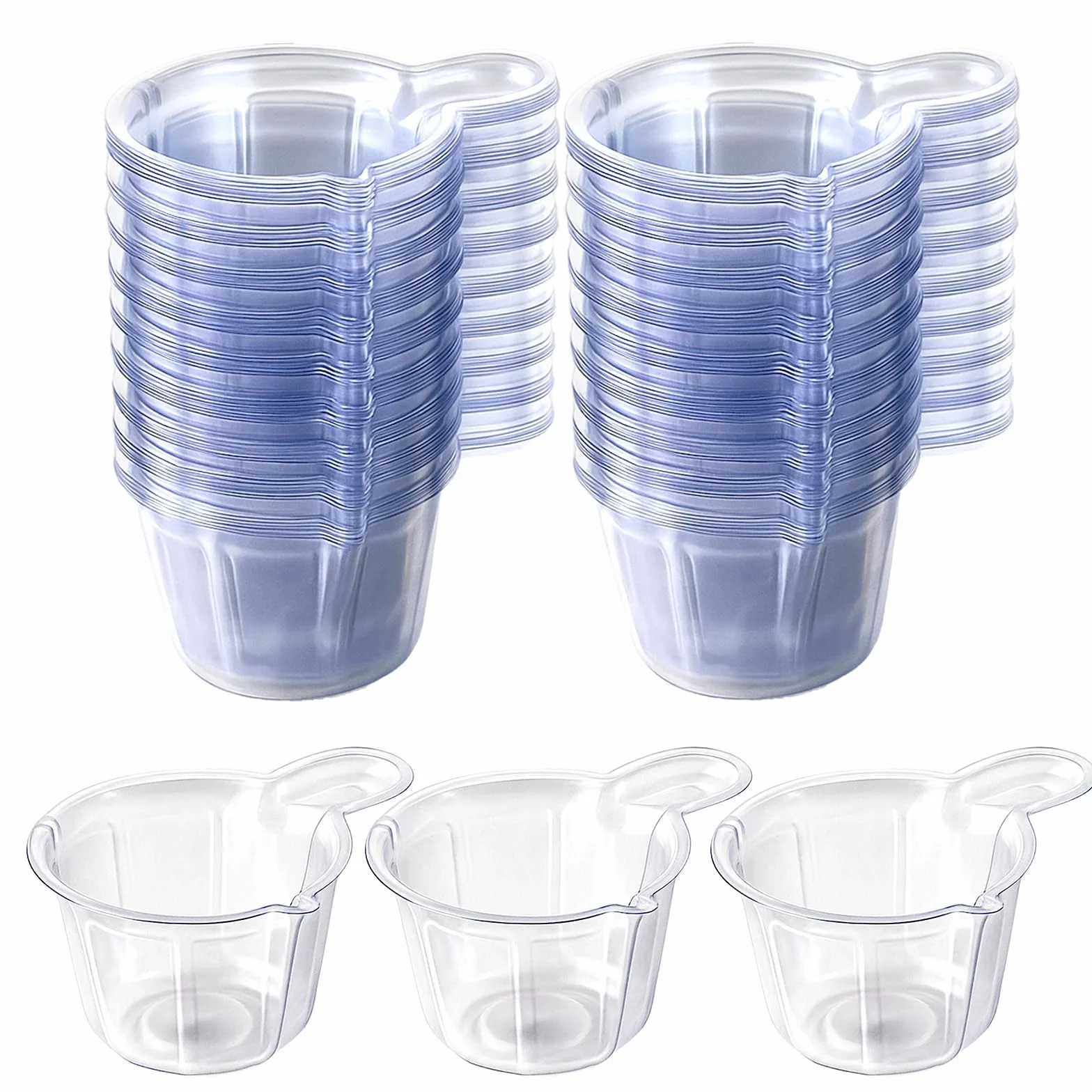 150 sztuk kubków z miarką, jednorazowe, plastikowe, do mieszania, małe przezroczyste kubki z tworzywa sztucznego, kubki do farbowania, DIY, kryształowe, epoksydowe, do mieszania, kolor plamki (40 ml)