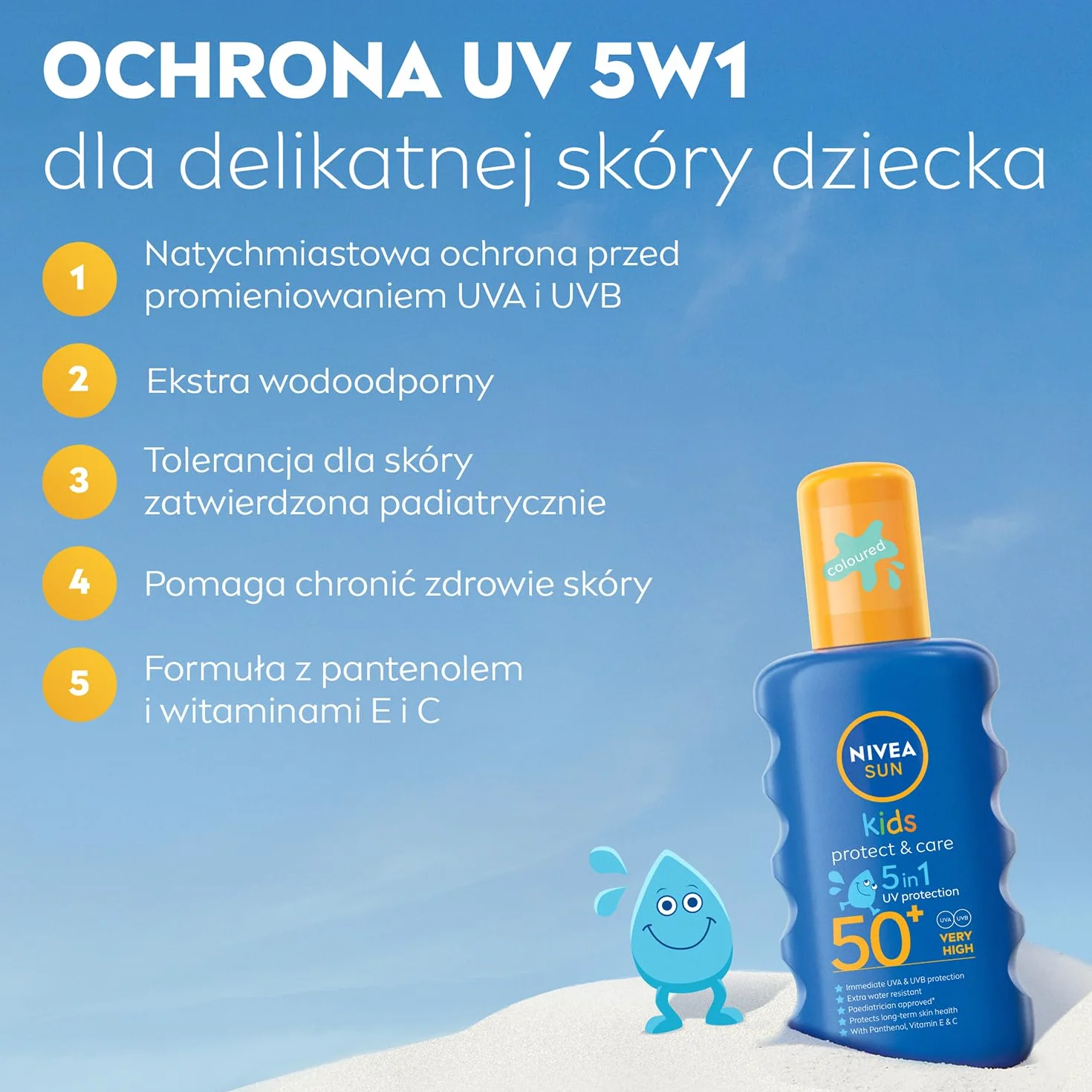 NIVEA SUN Protect & Care Spray ochronny na słońce dla dzieci Kids SPF50+ 200 ml
