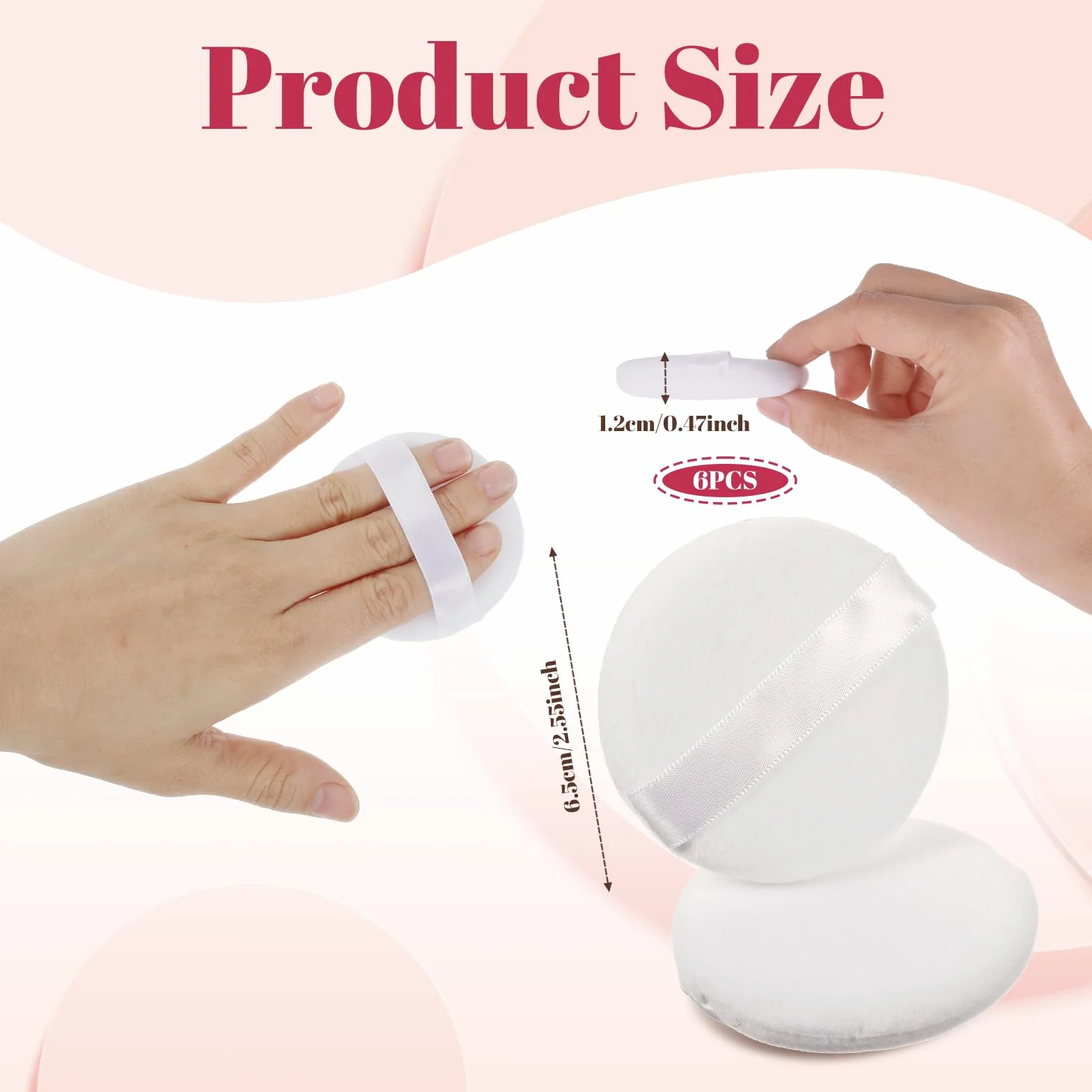 simarro Okrągłe puff, 6,5 cm, 6,5 cm, bawełniane, do użytku na mokro i na sucho, okrągłe, pudrowe puder, do pudru, różu, aplikatora (białe)