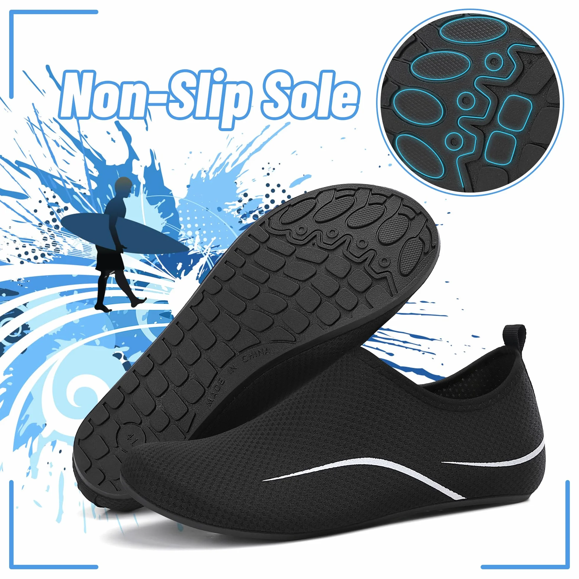 Buty do Wody Water Shoes Lekkie Buty do SportóW Wodnych Buty do PłYwania Buty PlażOwe Buty do Jogi Buty do Surfowania dla Kobiet I MężCzyzn. Czarny, 38EU