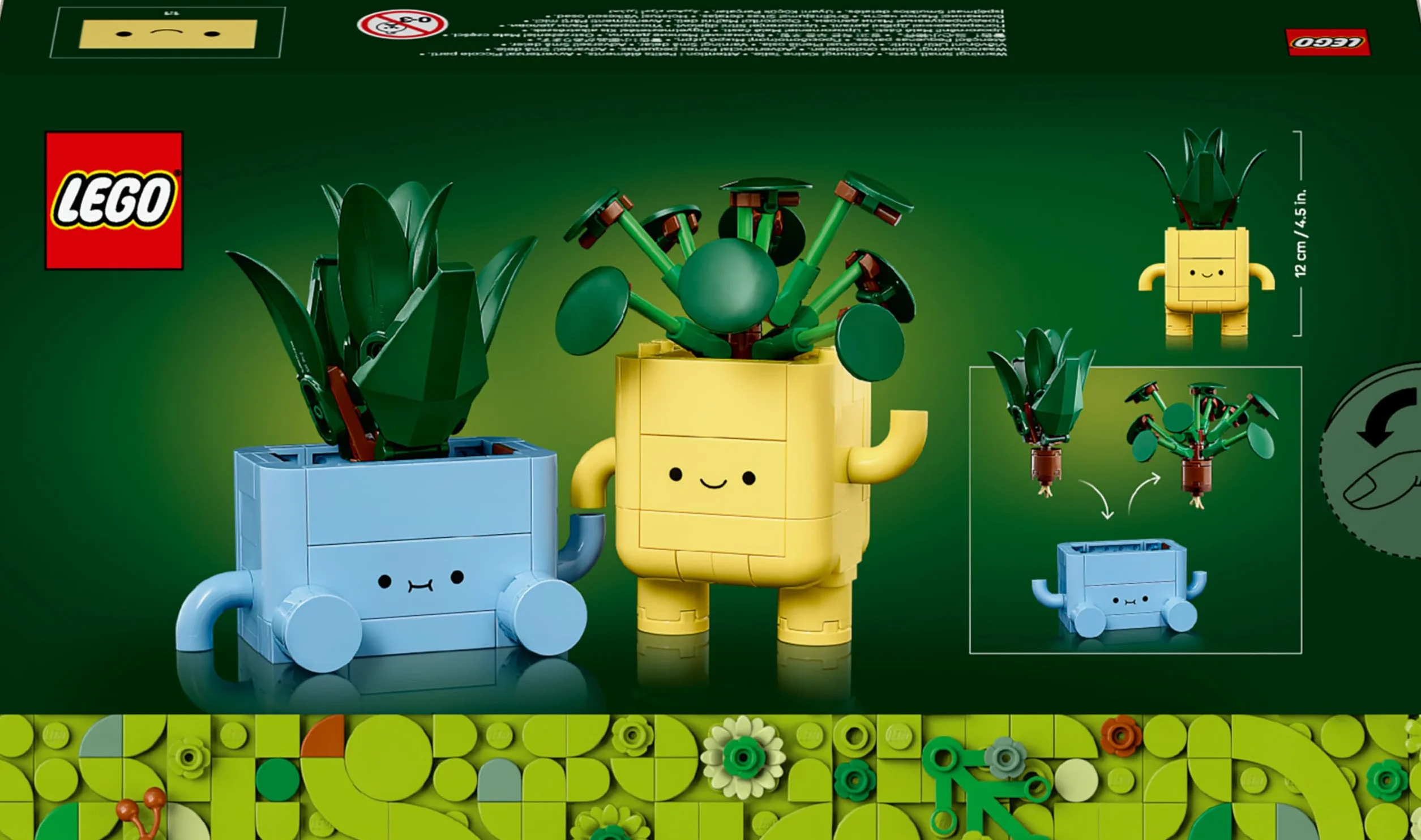 LEGO Botanicals Wesołe roślinki, dracena i pilea w doniczkach, zabawka konstrukcyjna dla dziecka, pomysł na prezent dla 9-latki, dla dziewczynki i chłopca, dekoracje do pokoju dziecięcego 10349
