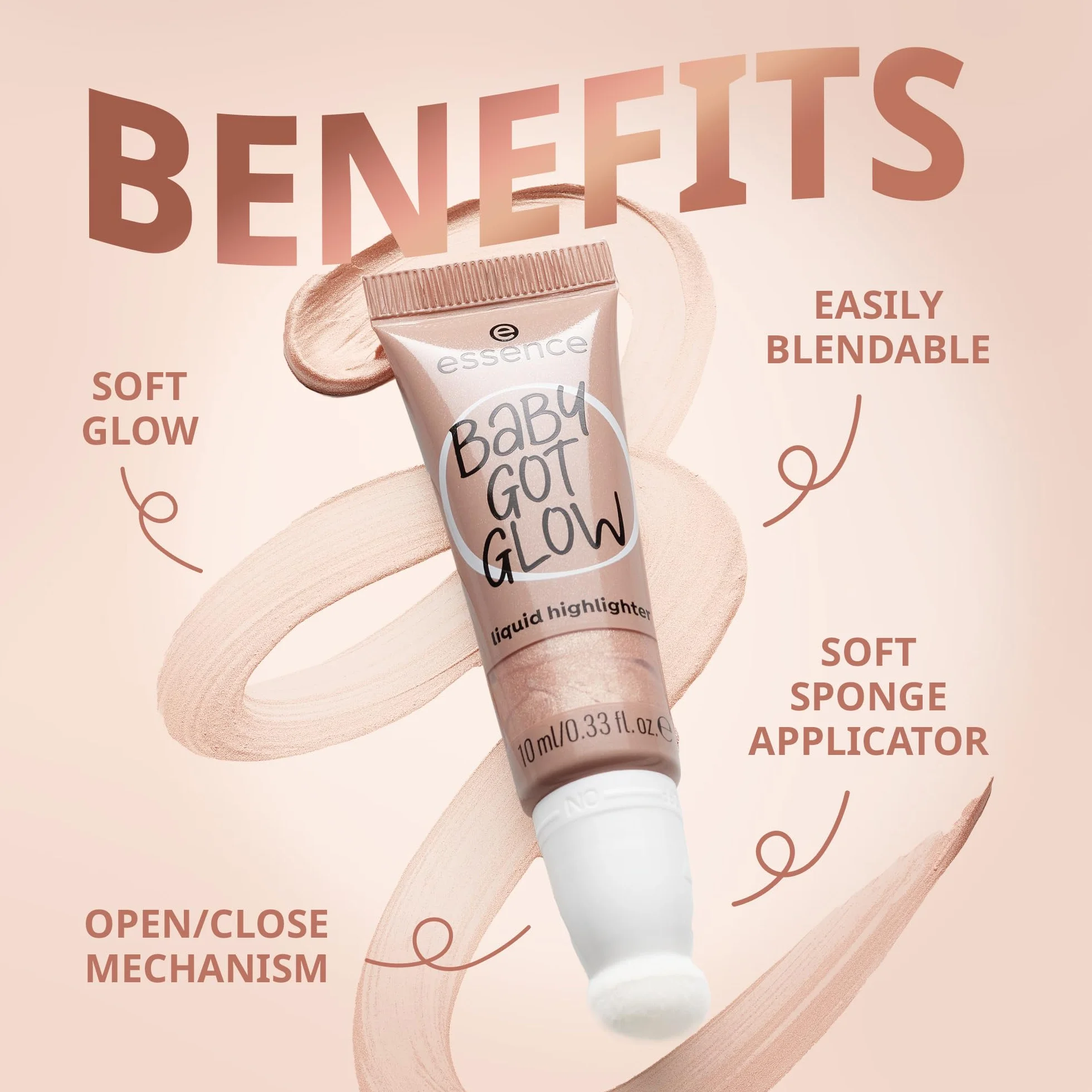 essence Rozświetlacz w płynie BABY GOT GLOW, konturowanie, wyraźny wynik, łatwa/y do usunięcia., błyszczący, świetlisty (10ml)