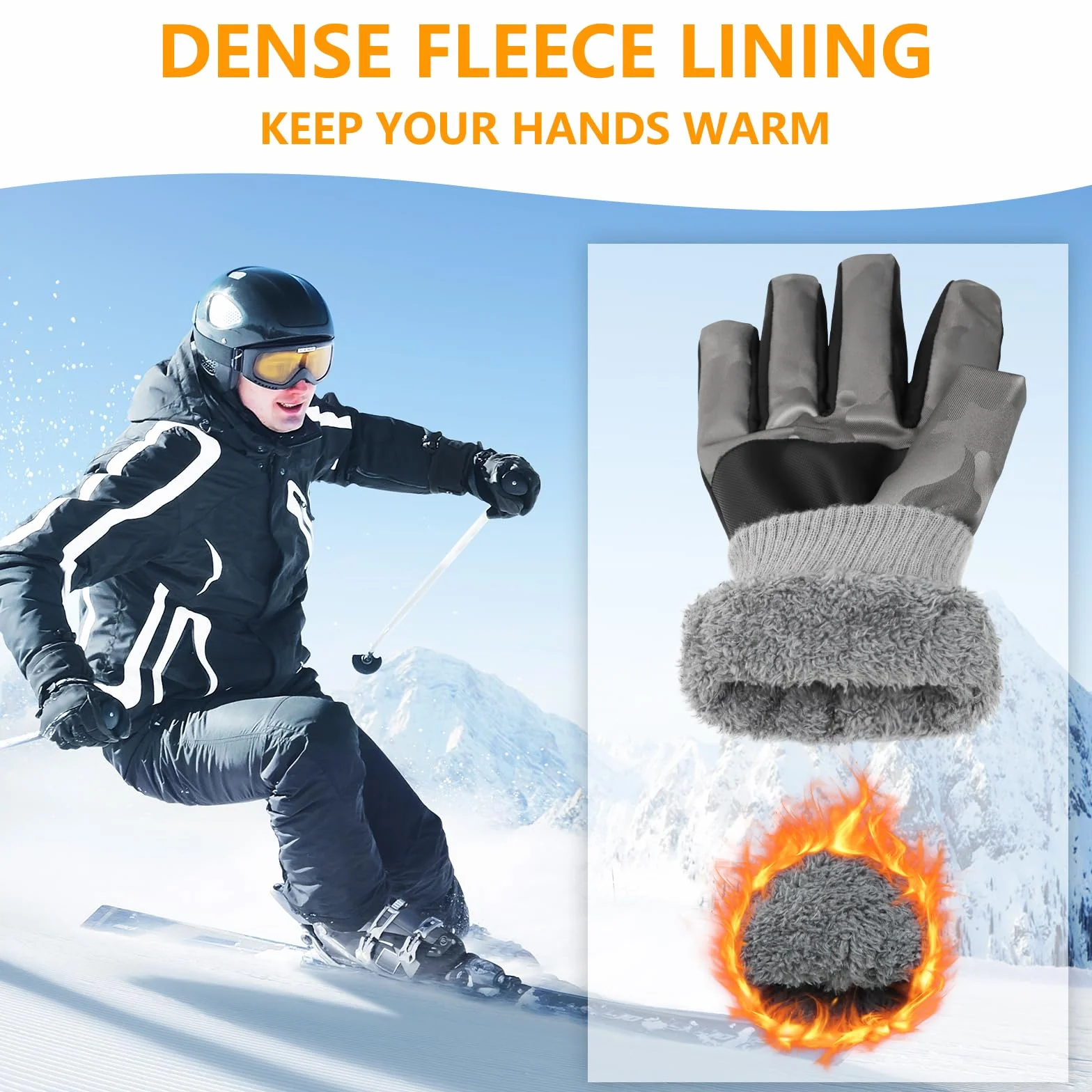 seenlast Rękawice termiczne, odporne na zimno, ekran dotykowy, rękawice narciarskie, wodoodporne rękawice zimowe, Thinsulate, rękawice śniegowe, do chodzenia, snowboardu, wędrówek, aktywności na