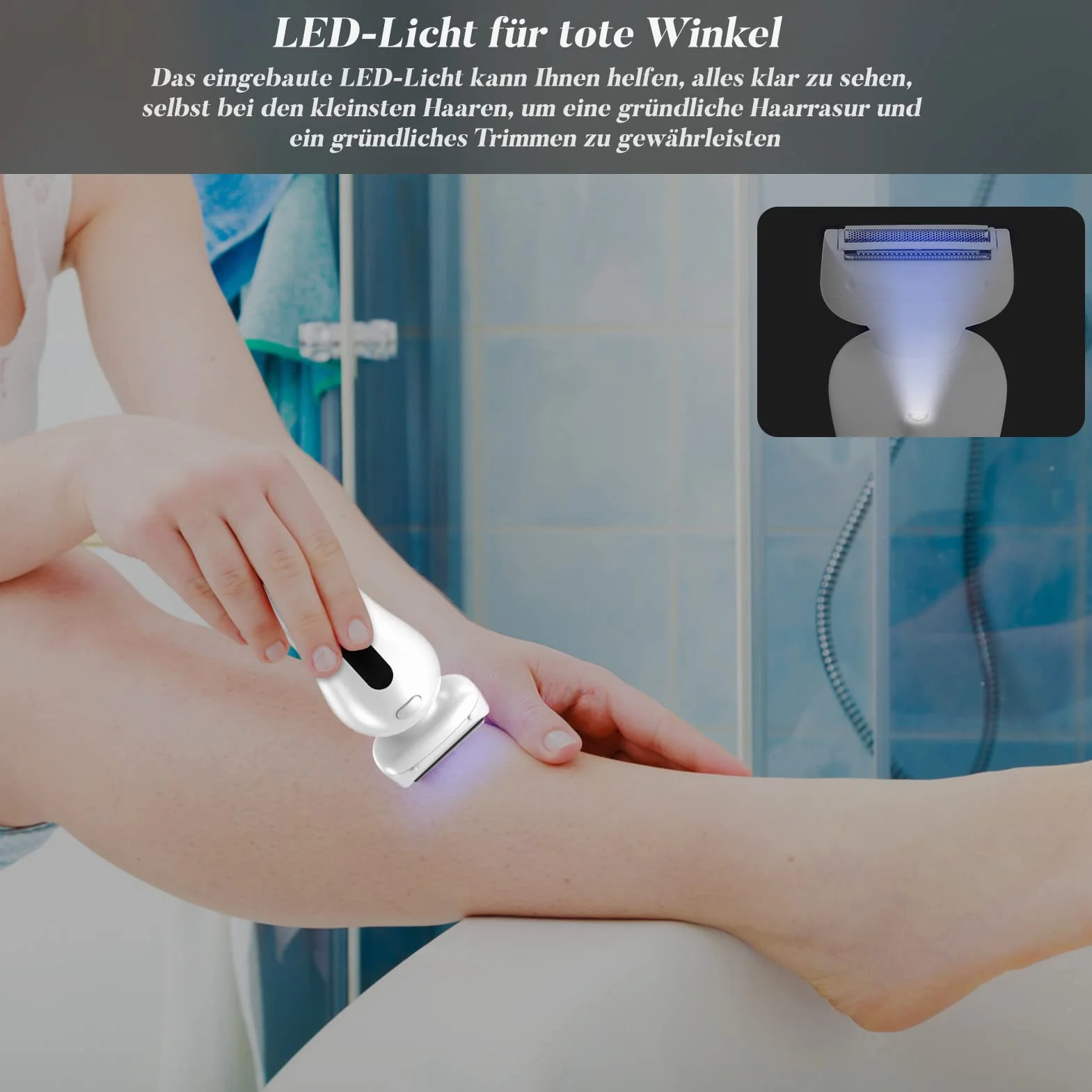 Ladyshaver elektryczna golarka damska z oświetleniem LED, elektryczna golarka damska, bezprzewodowa golarka na mokro i na sucho, do pach, nóg i strefy bikini, możliwość ponownego ładowania