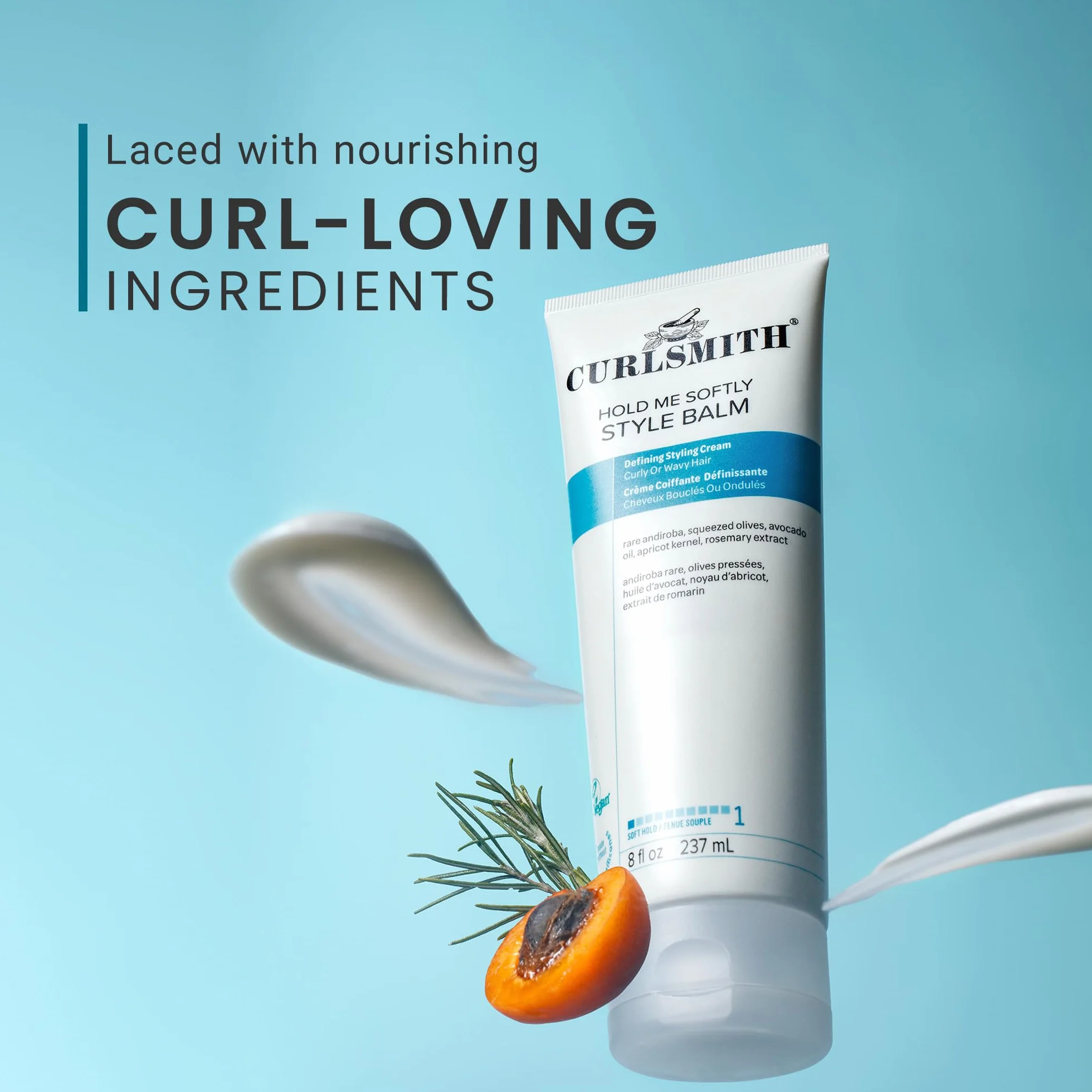 Curlsmith Hold Me Softly Style Balm Krem do loków z miękkim utrwaleniem, lekki, bez efektu chrupiącego, do wszystkich rodzajów loków, wegański i wolny od okrucieństwa