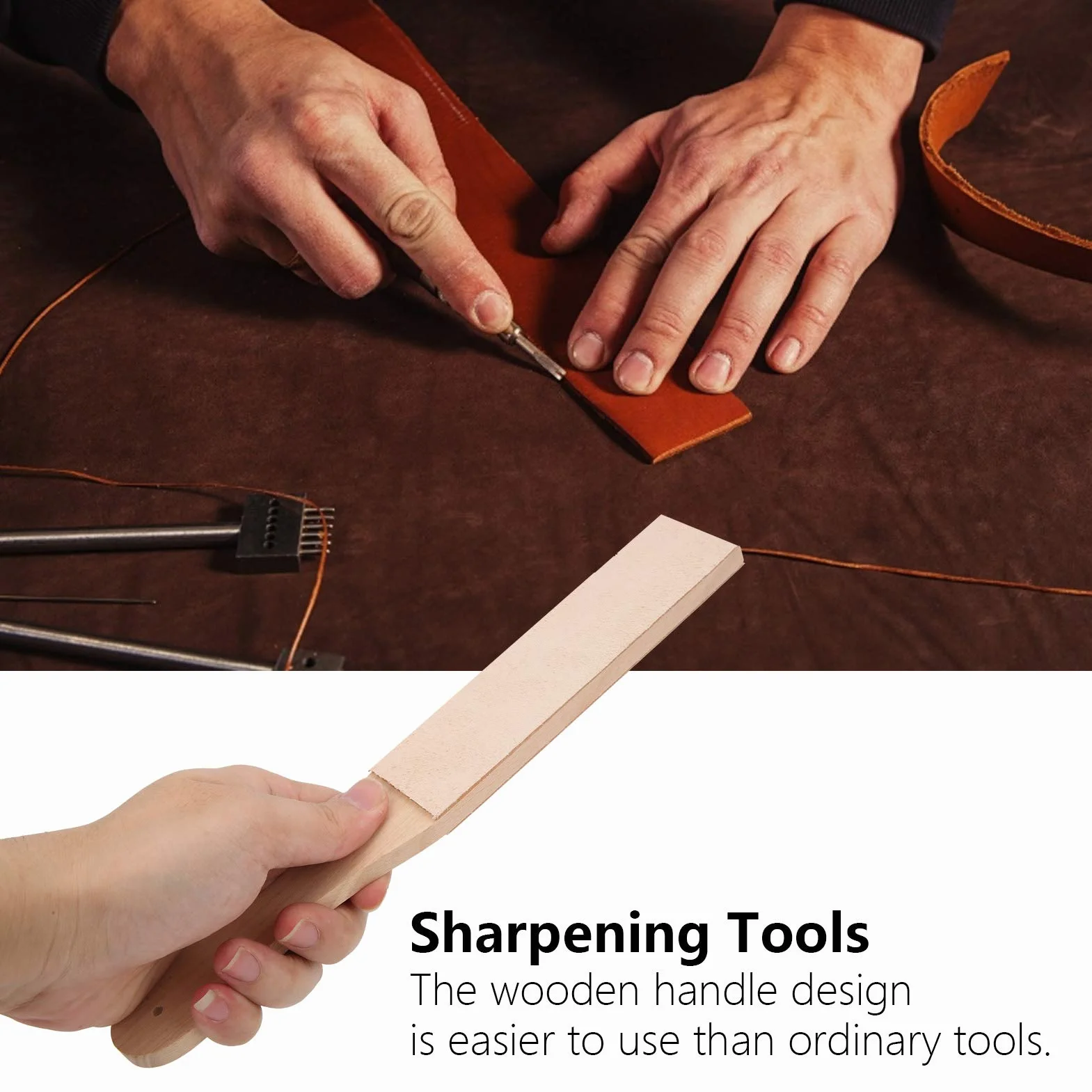 Green Leather Stropping Kit-12 Cal dwustronna szeroka skórzana deska Strop wiosło z pastą szlifierską do ostrzenia noży skórzanych, polerowania
