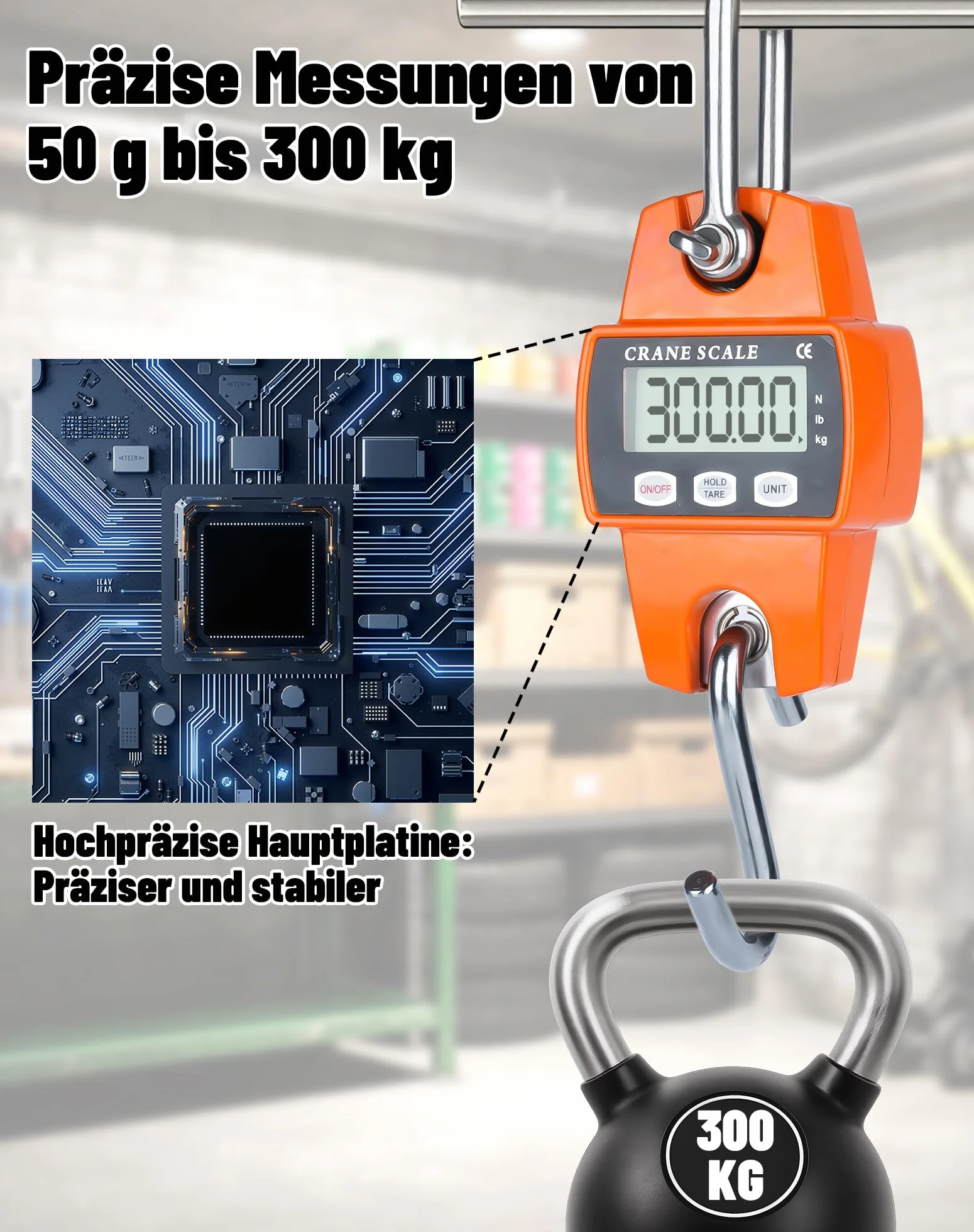 Cyfrowa waga wisząca, 300 kg, precyzyjna waga dźwigowa, waga wisząca, elektroniczna waga do ryb, 50 g, przenośna waga do dzikich zwierząt