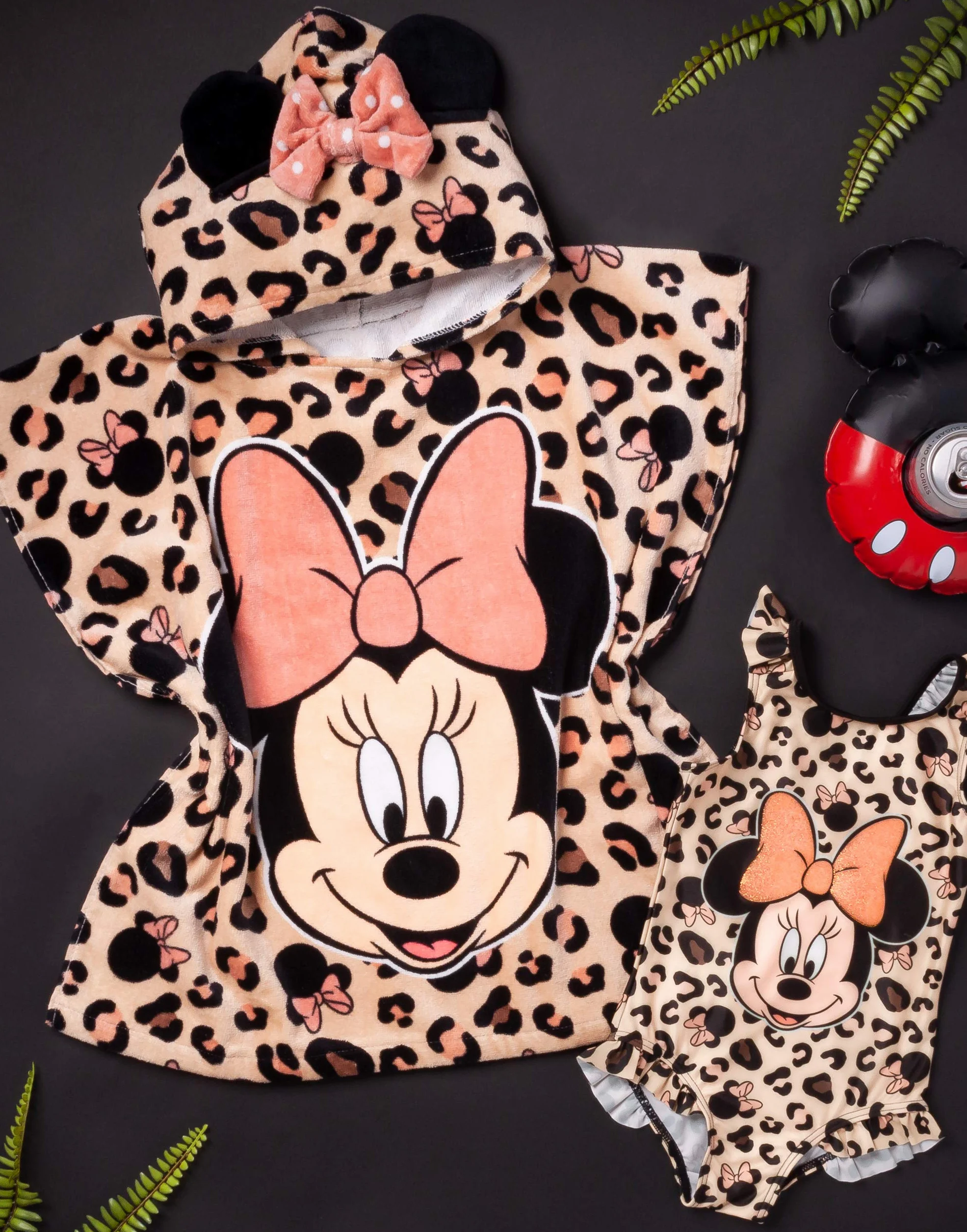 Disney Kostium kąpielowy i ręcznik z kapturem zestaw poncho Minnie Mouse Girl