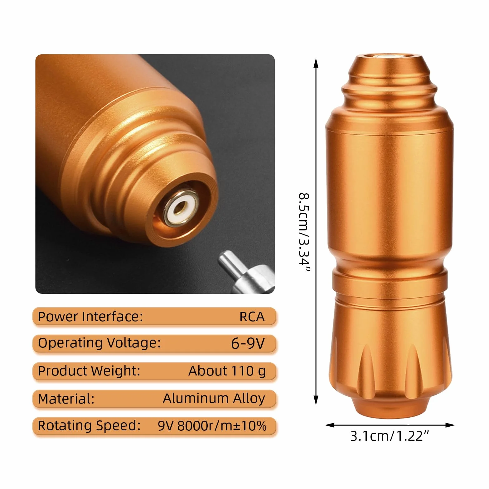 ATOMUS Golden Short Tattoo Pen Kit LCD Tattoo Power Supply Cartridge Rotary Complete Professional Tattoo Machine for Beginners(AT12)