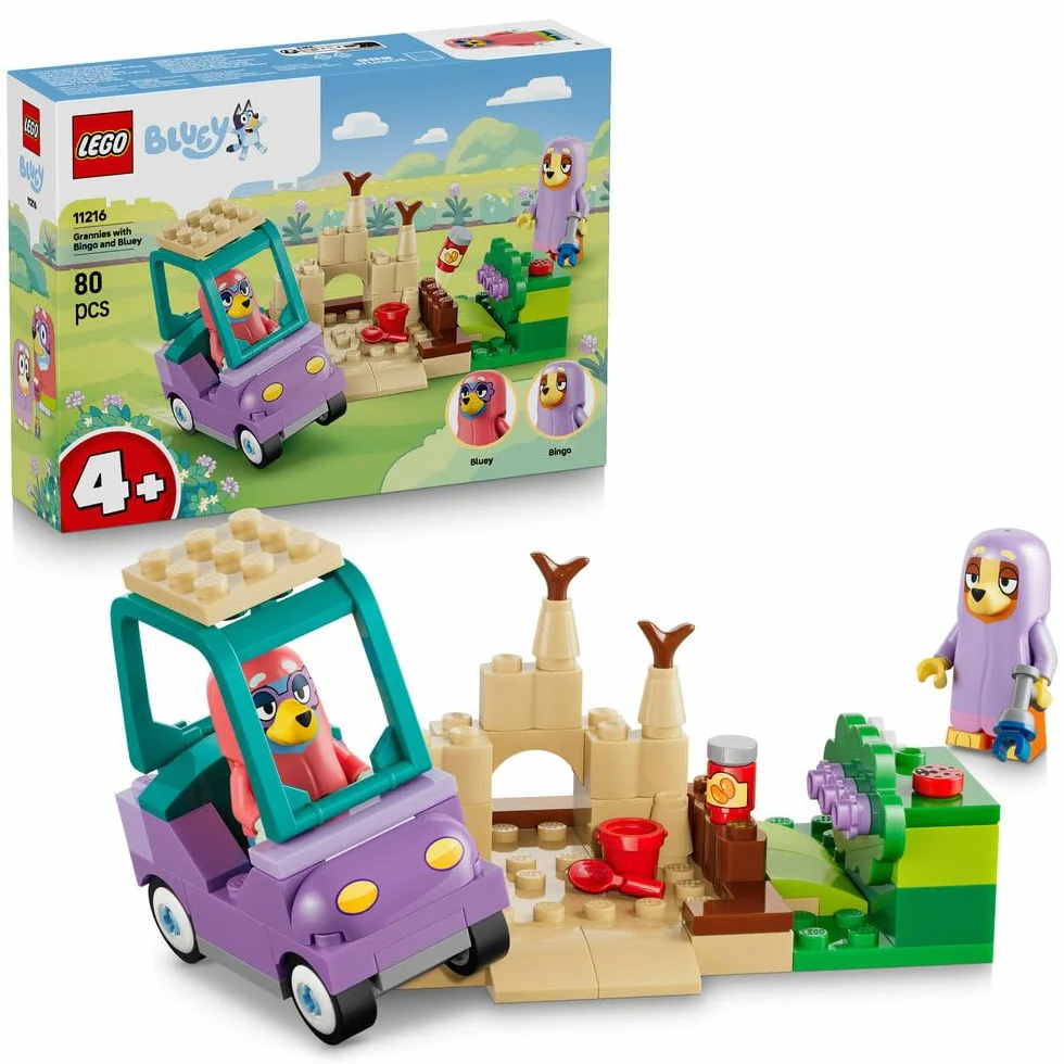 LEGO Blue Babunie z Bingo i Blue, zabawka konstrukcyjna dla dzieci, zestaw z samochodem, ogrodem i postaciami z serialu, pomysł na prezent dla chłopca i dziewczynki od 4 lat 11216