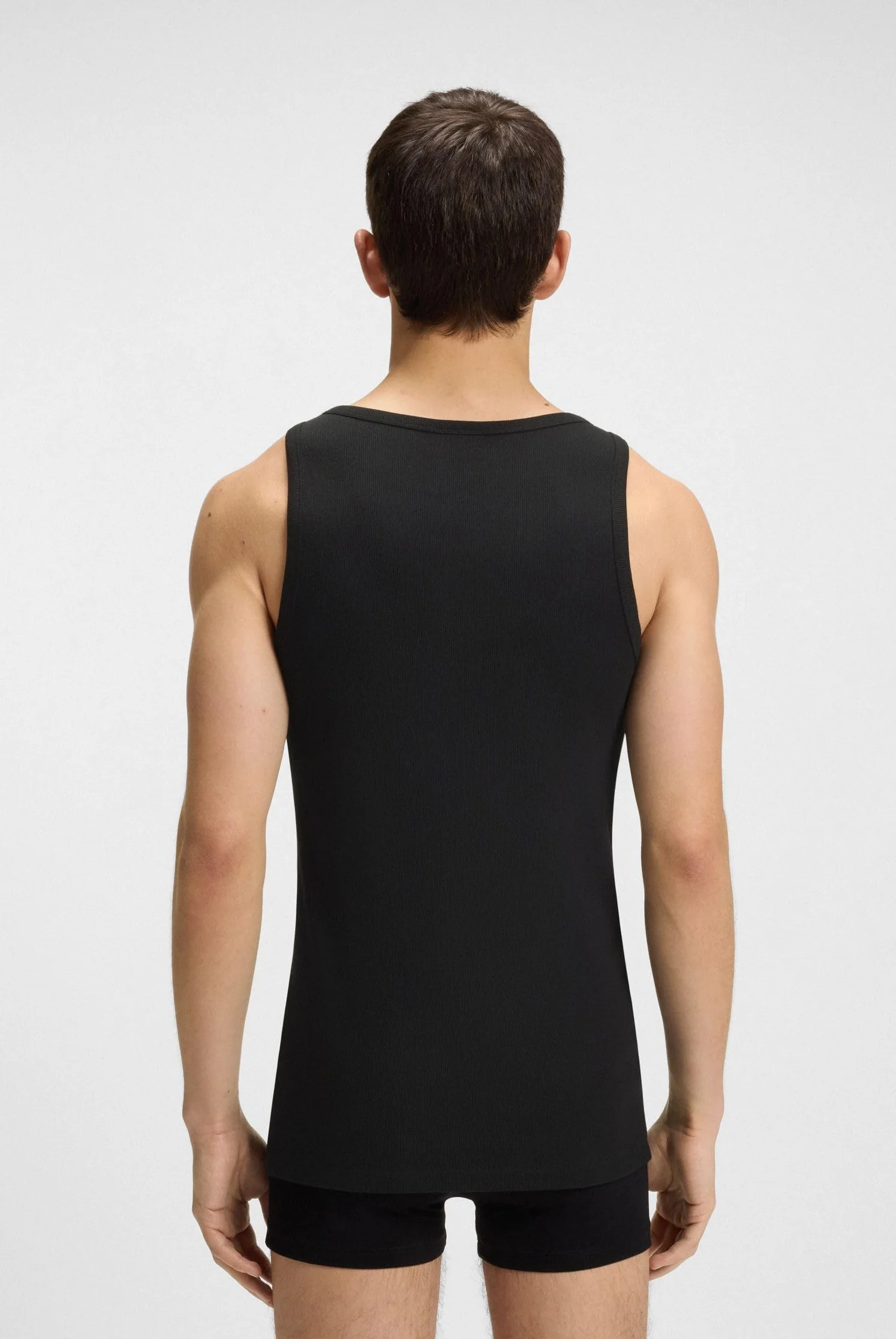 HUGO Męski tank top dwupak dwupak rozciągliwej bawełny bielizna kamizelki z logo, Nowy - czarny 1, XXL