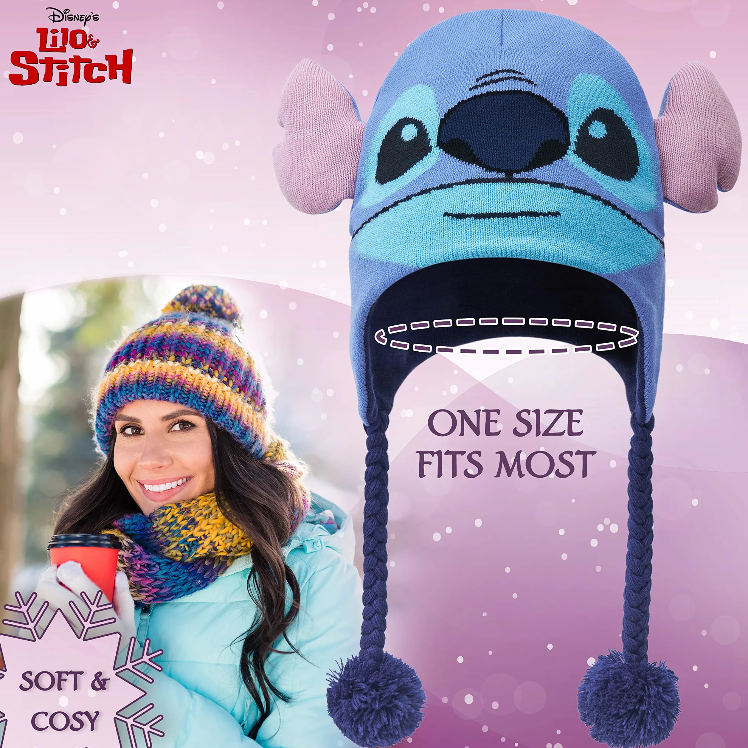 Disney Stitch czapka i szalik zestaw z rękawiczkami dla dziewcząt