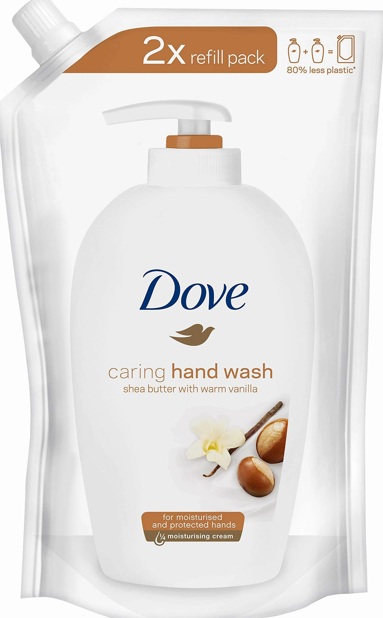 Dove Mydło do rąk w płynie nawilżone i natychmiast miękkiej skóry Pampering Care Refill 24 godziny odżywiania 500 ml, 10 sztuk
