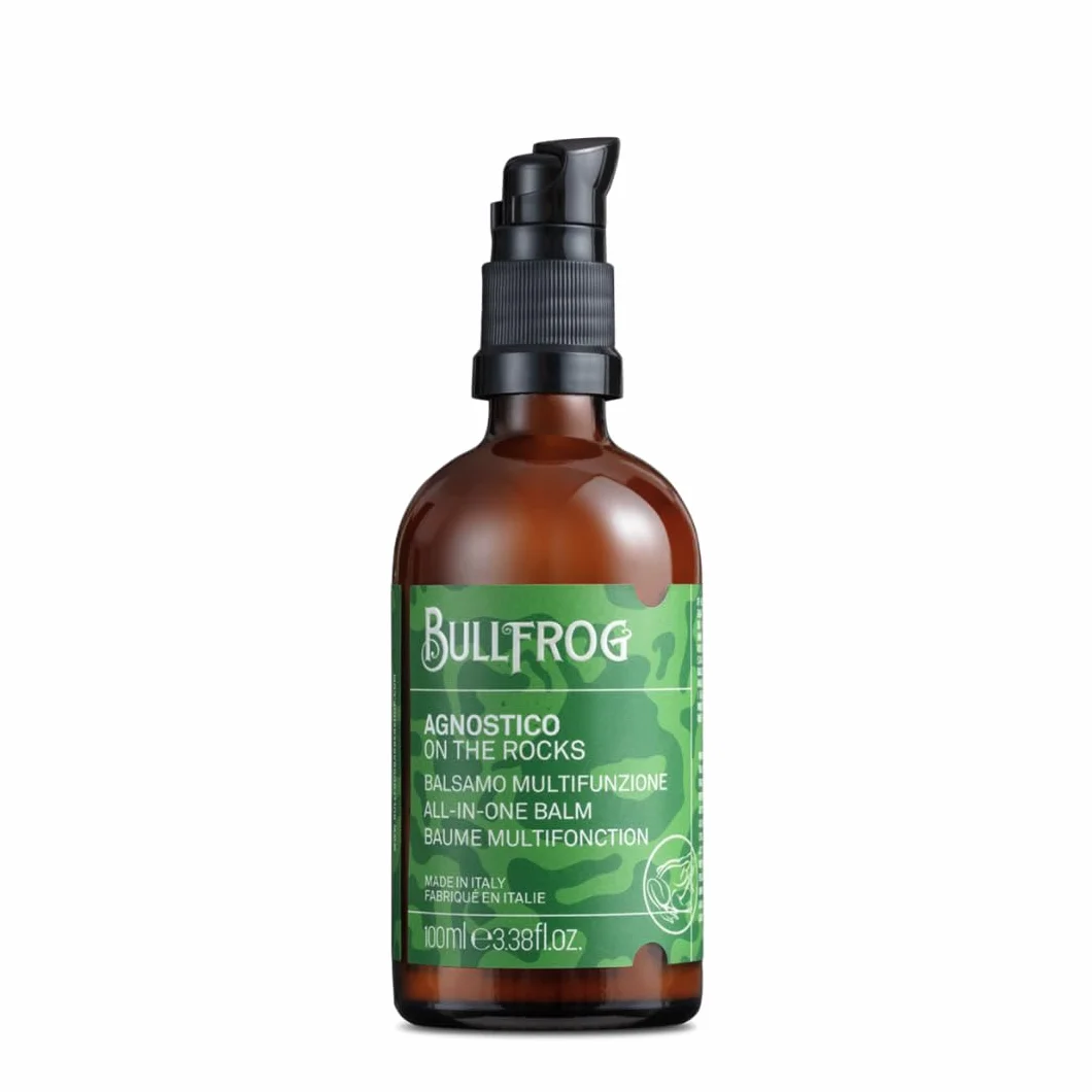 Bullfrog - Agnostico On The Rocks wielofunkcyjny balsam do brody i włosów, krem balsamowy o zapachu oud i anyżu, pielęgnuje, nawilża, uspokaja skórę, chroni przed podrażnieniami, 100 ml