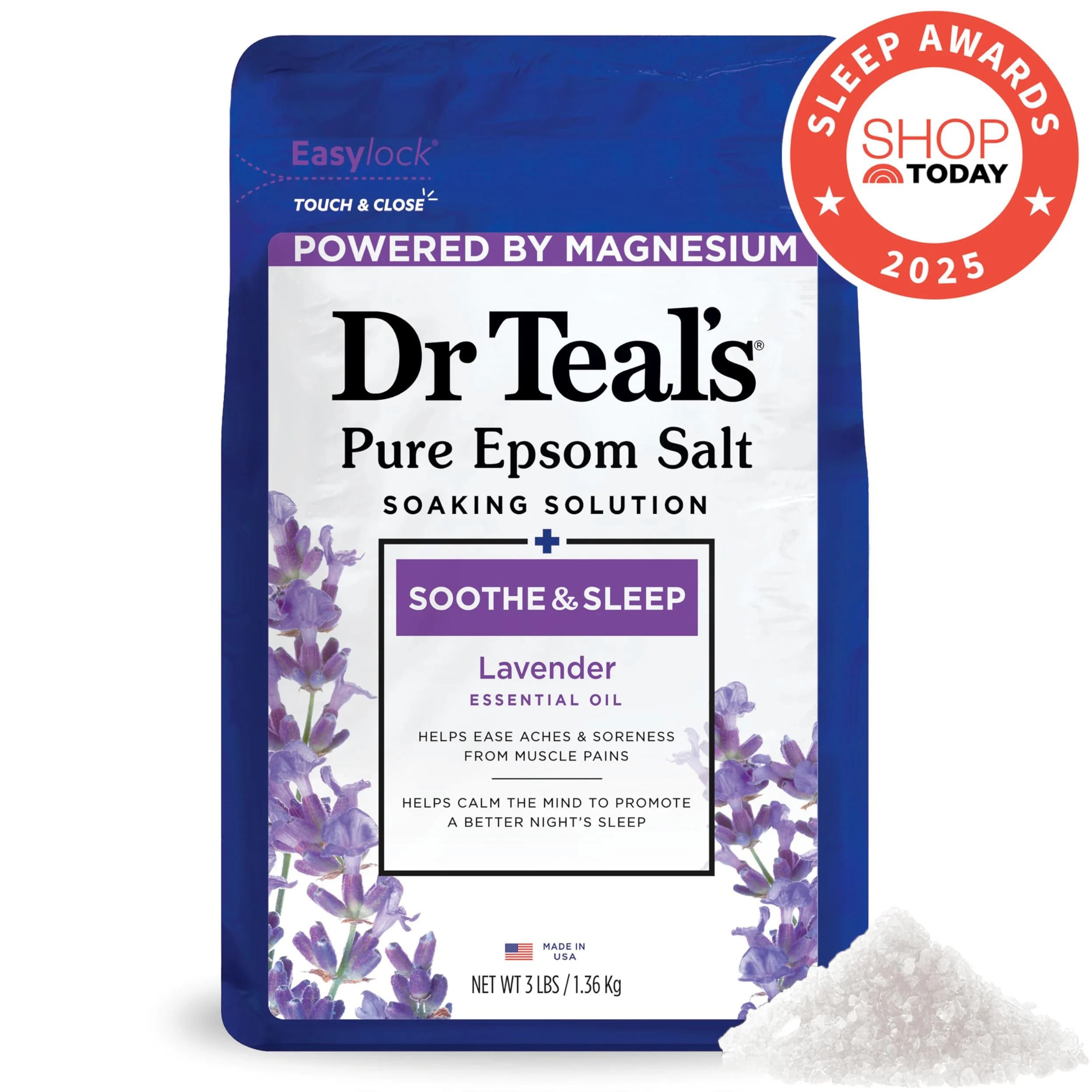 Epsom Salt Soaking Solution and Foaming Bath with Pure Epsom Salt, Lavender
