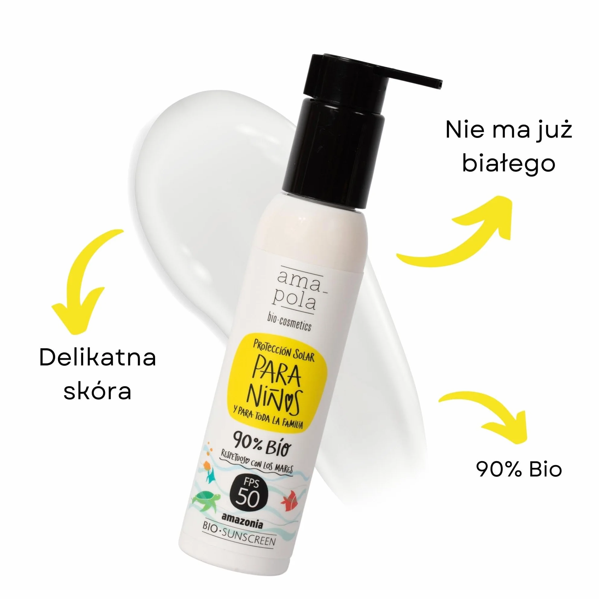 Amapola Biocosmetics Krem Przeciwsłoneczny Mineralny SPF 50+ Mineralny Filtr Przeciwsłoneczny dla Całej Rodziny - Formuła Biodegradowalna - Bez Toksyn