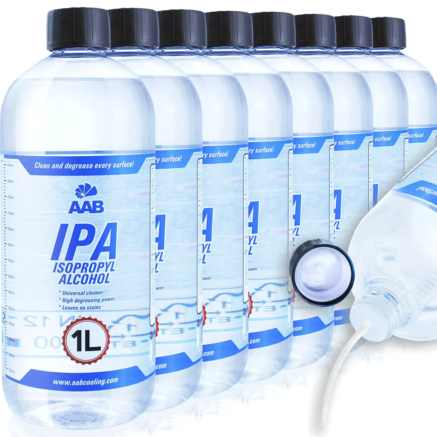 8 x AABCOOLING IPA 1L - Uniwersalny Odtłuszczacz, Środek Czyszczący, Alkohol Izopropylowy 99,7%, Preparat do Czyszczenia Elektroniki, do Ekranów LCD