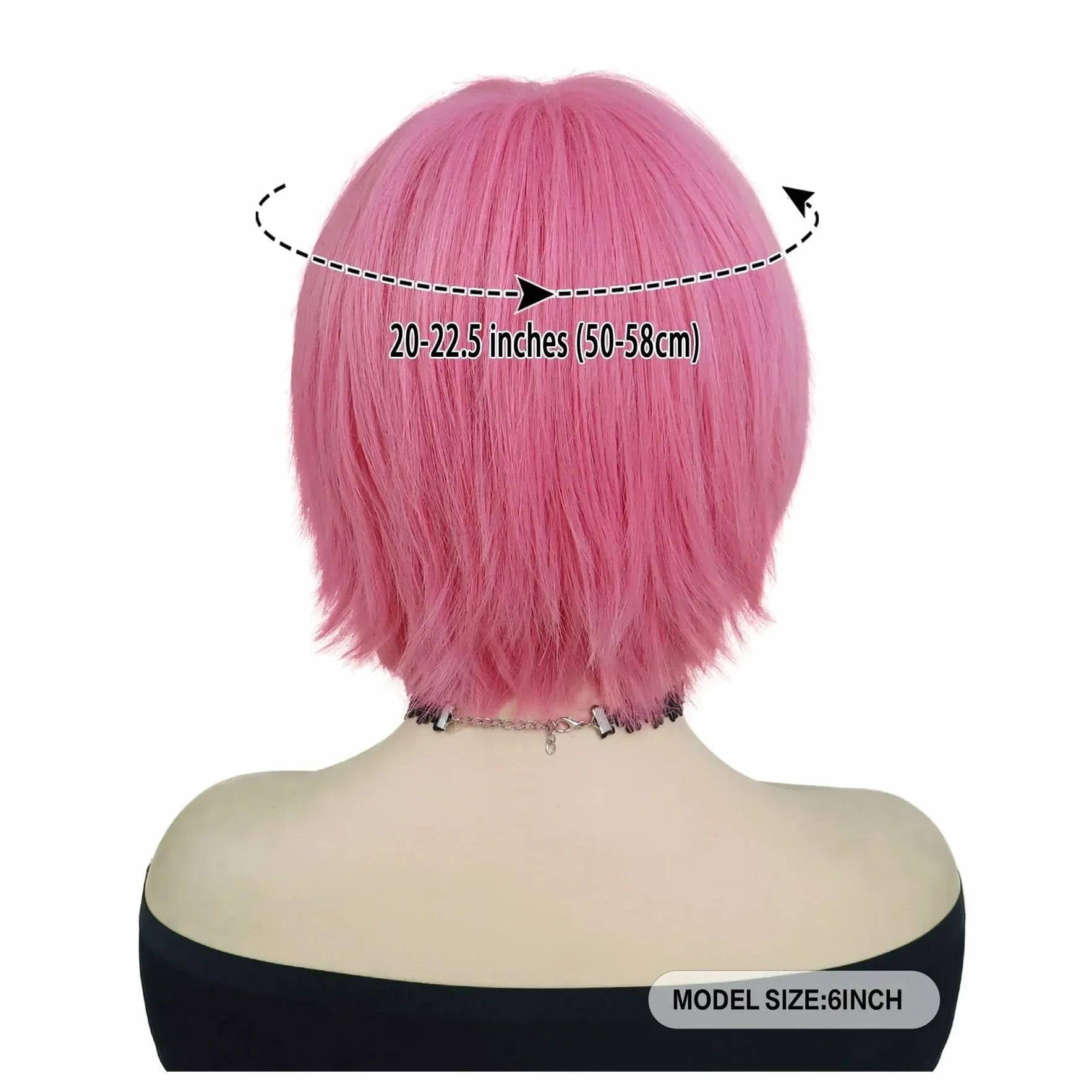 1 szt. Krótkie różowe peruki Cosplay dla kobiet peruka syntetyczna z grzywką(Black)