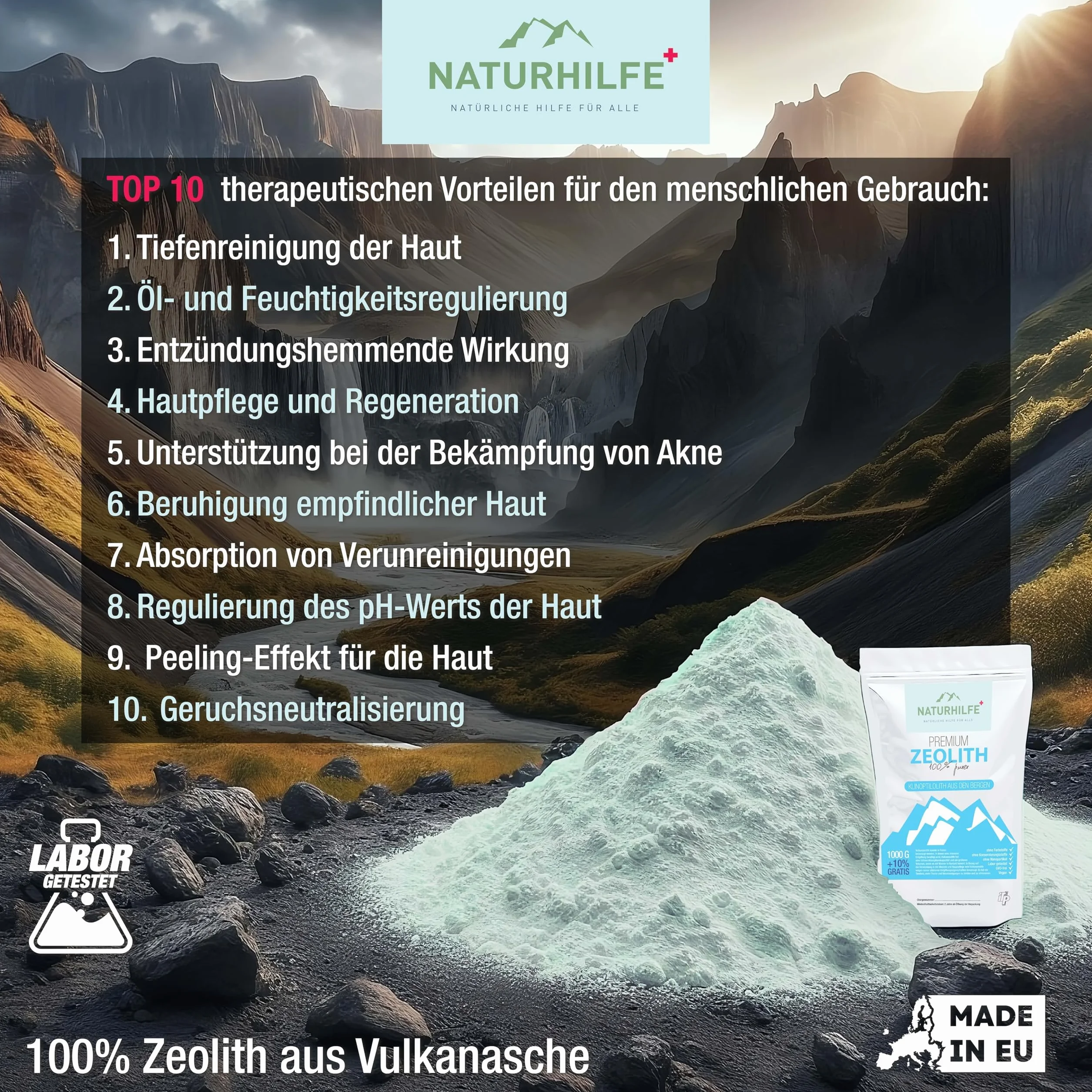 Zeolit w proszku 1100 g - Bentonit sodowy, glinka mineralna do detoksu