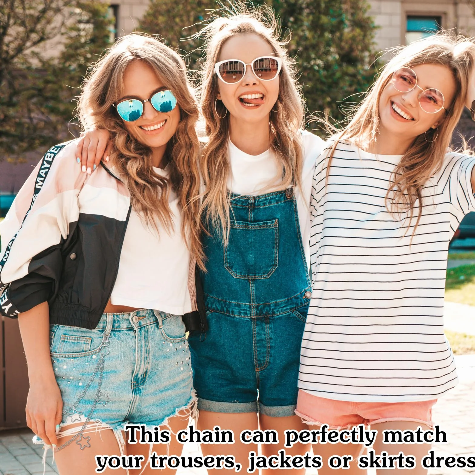 Łańcuch do spodni Srebrny, Łańcuch jeansowy Punk Rock Łańcuch do spodni dla mężczyzn i kobiet Modna Hip Hop Łańcuch do spodni Łańcuch z paskiem do spodni dla mężczyzn i kobiet