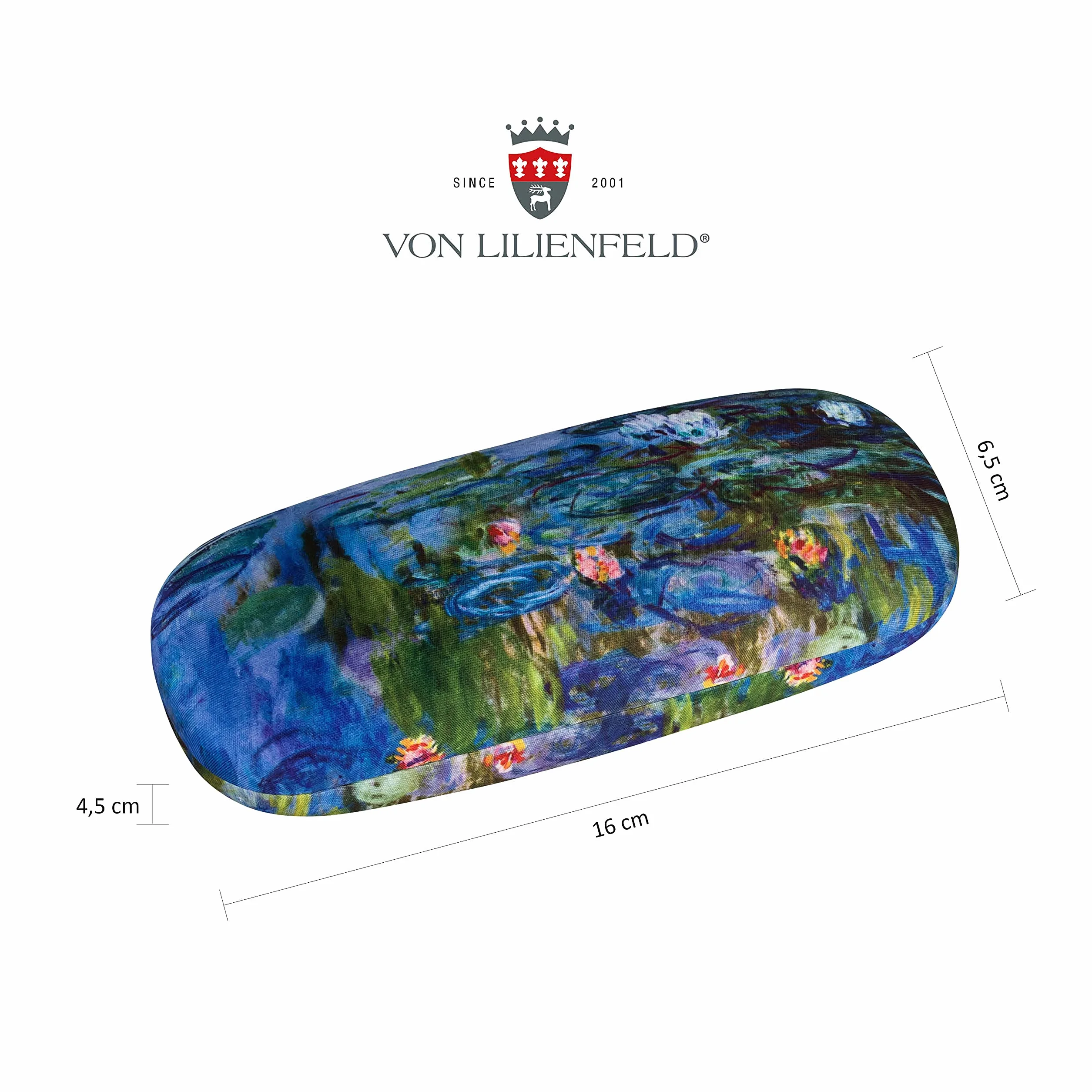 VON LILIENFELD etui na okulary Claude Monet lilie wodne kwiaty okulary ściereczka z mikrofibry do czyszczenia okularów pudełko na okulary solidne twarde etui pokryte tkaniną