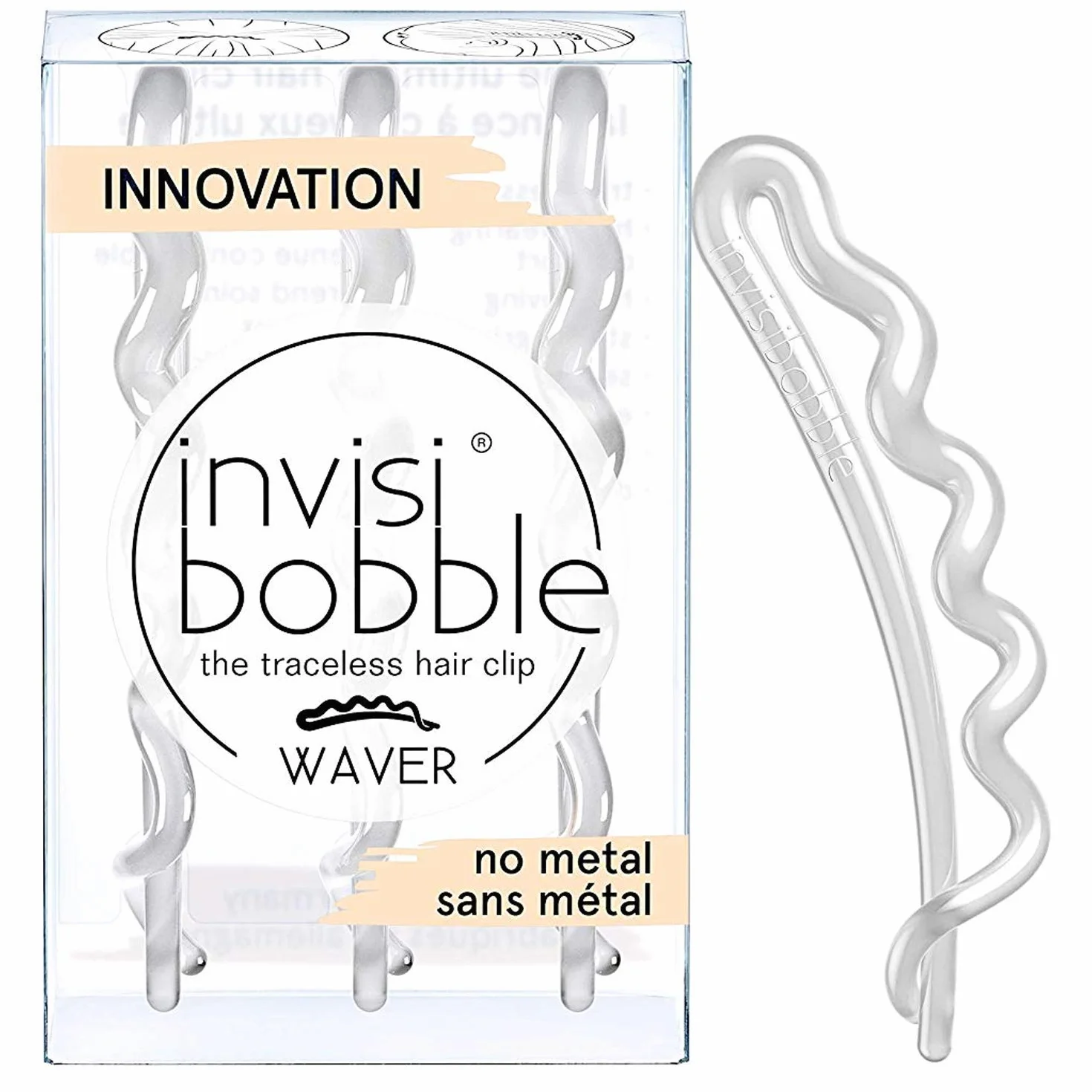 Invisibobble Spinki do włosów Crystal Clear I 3 x przezroczyste spinki do włosów dla dziewcząt i kobiet I mocne trzymanie i ochrona włosów, bez metalu I oryginalne, zaprojektowane w sercach Monachium