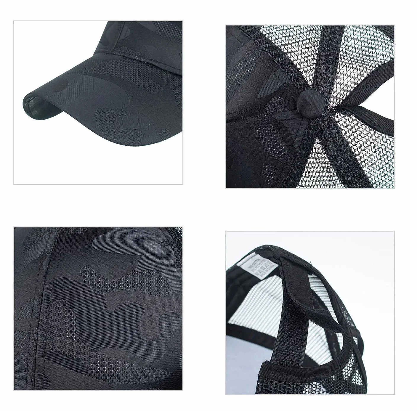 Ruicheng Czapka damska z końskim ogonem, czapka baseballowa z siateczki, czapka z daszkiem Camo Basecap letnia czapka, szary, 56-60