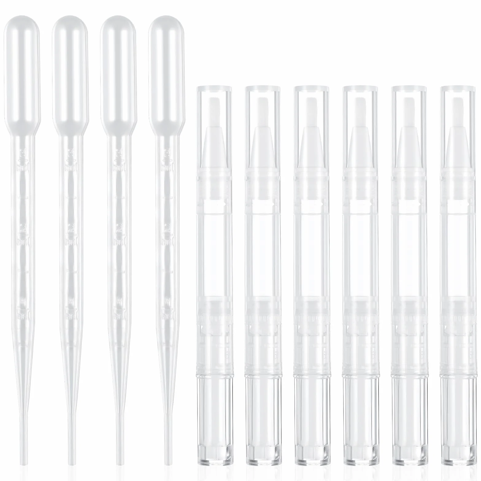 6 sztuk 3 ml pisaki olejowe do skórek z 4 pipetami transferowymi, do samodzielnego wykonania balsamu do ust i wzrostu rzęs