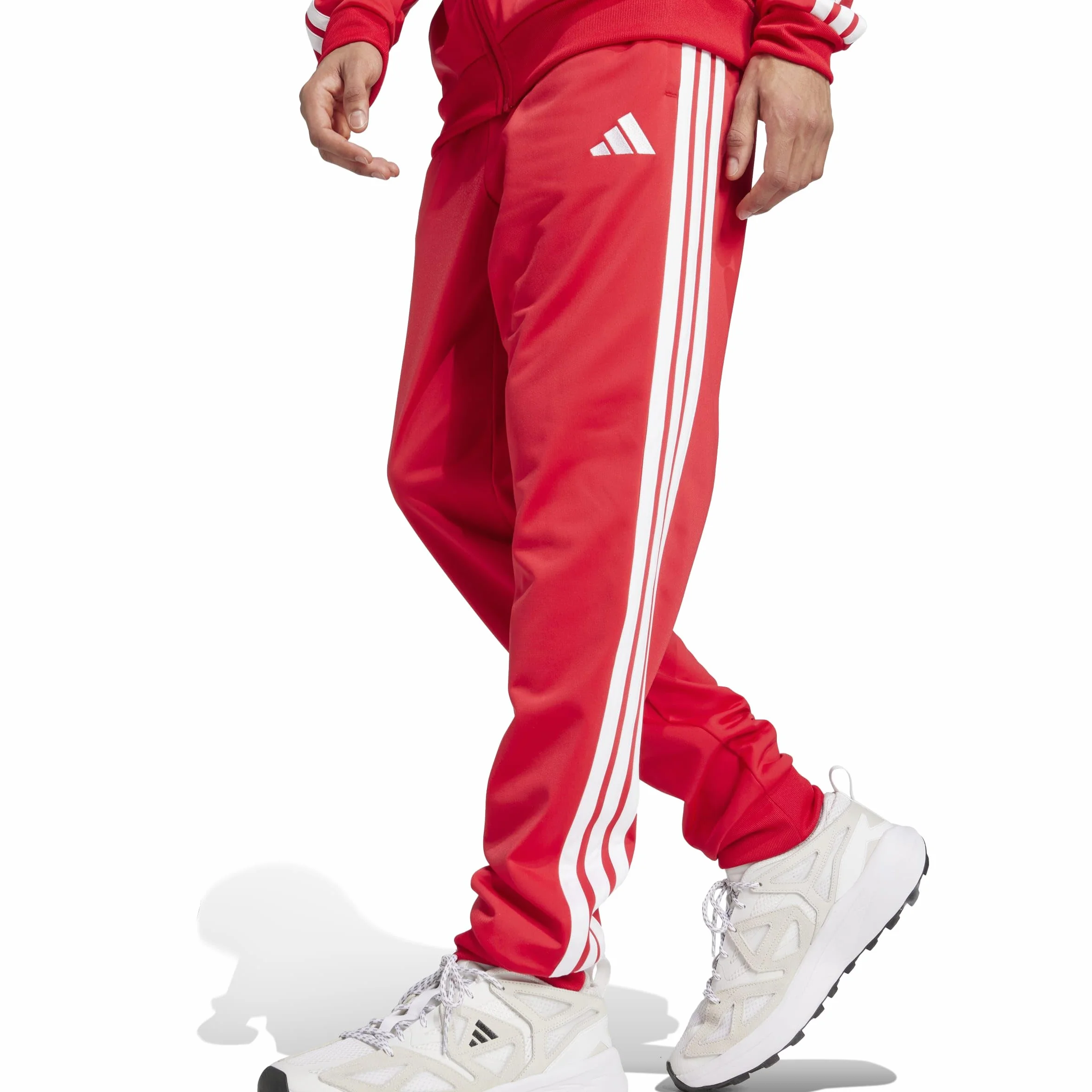 adidas heren SPORTSWEAR BASIC 3 STRIPES TRICOT TRACKSUIT, pure ruby/white, L